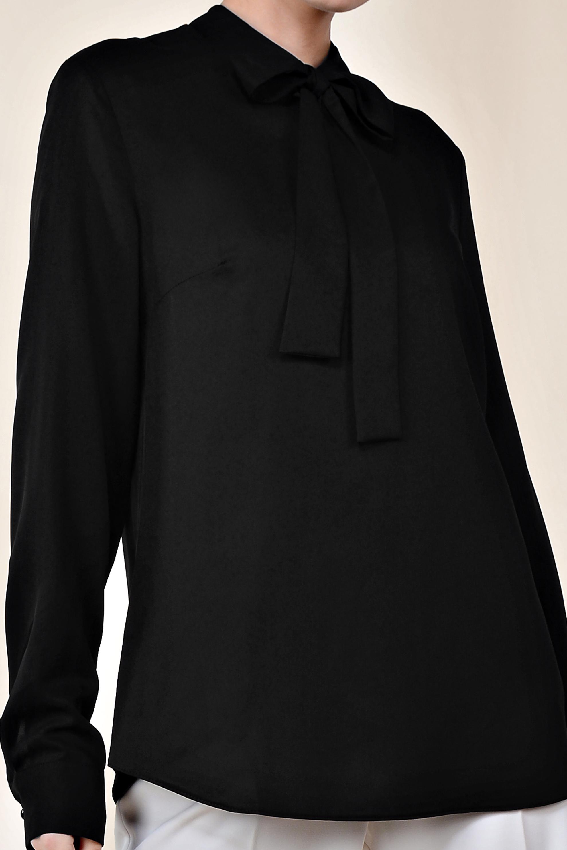 Tesettür giyim SİYAH YAKASI BAĞCIKLI BLUZ 4163