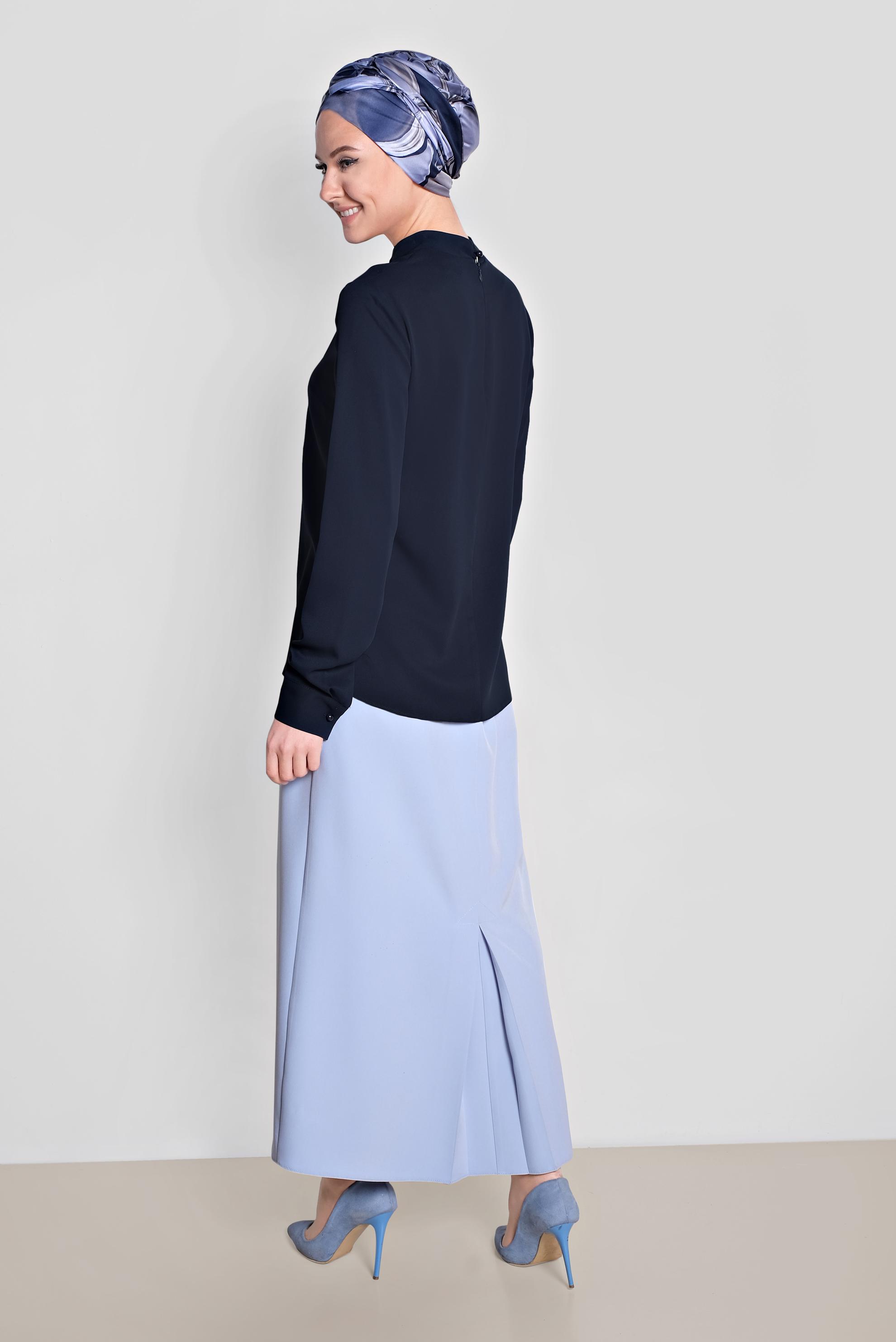 Tesettür giyim LACİVERT YAKASI BAĞCIKLI BLUZ 4163