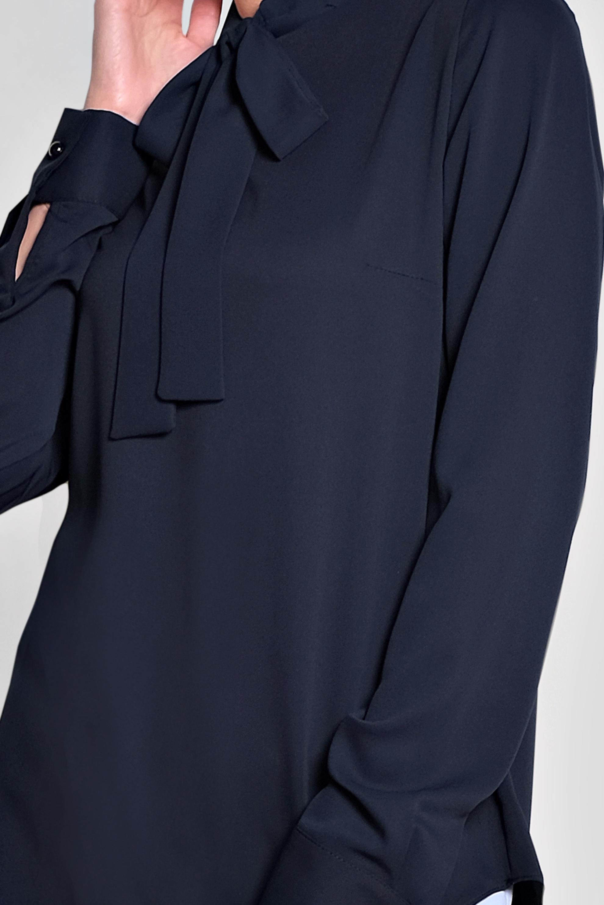 Tesettür giyim LACİVERT YAKASI BAĞCIKLI BLUZ 4163