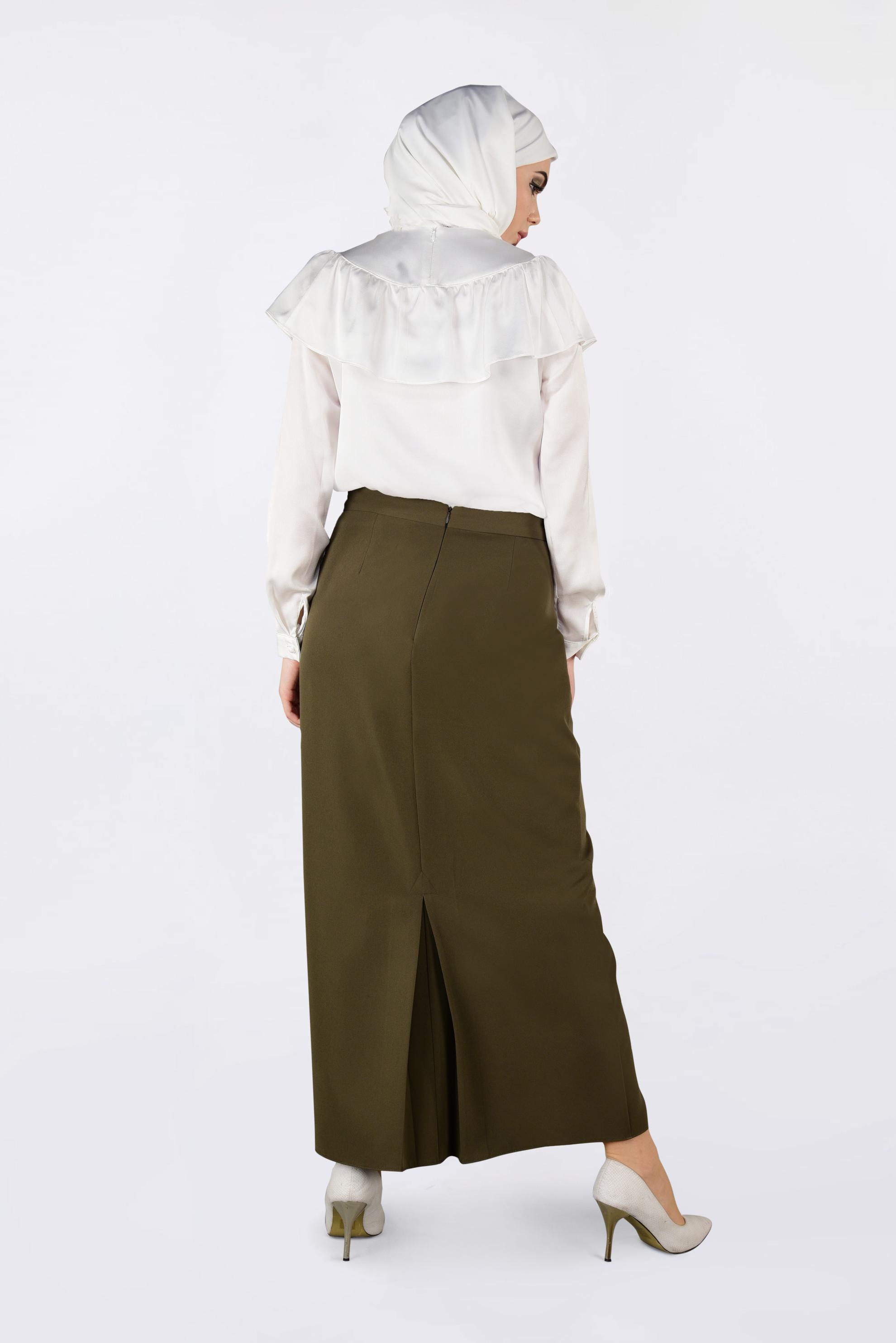 Tesettür giyim BEYAZ OMUZLARI VOLANLI BLUZ 4202