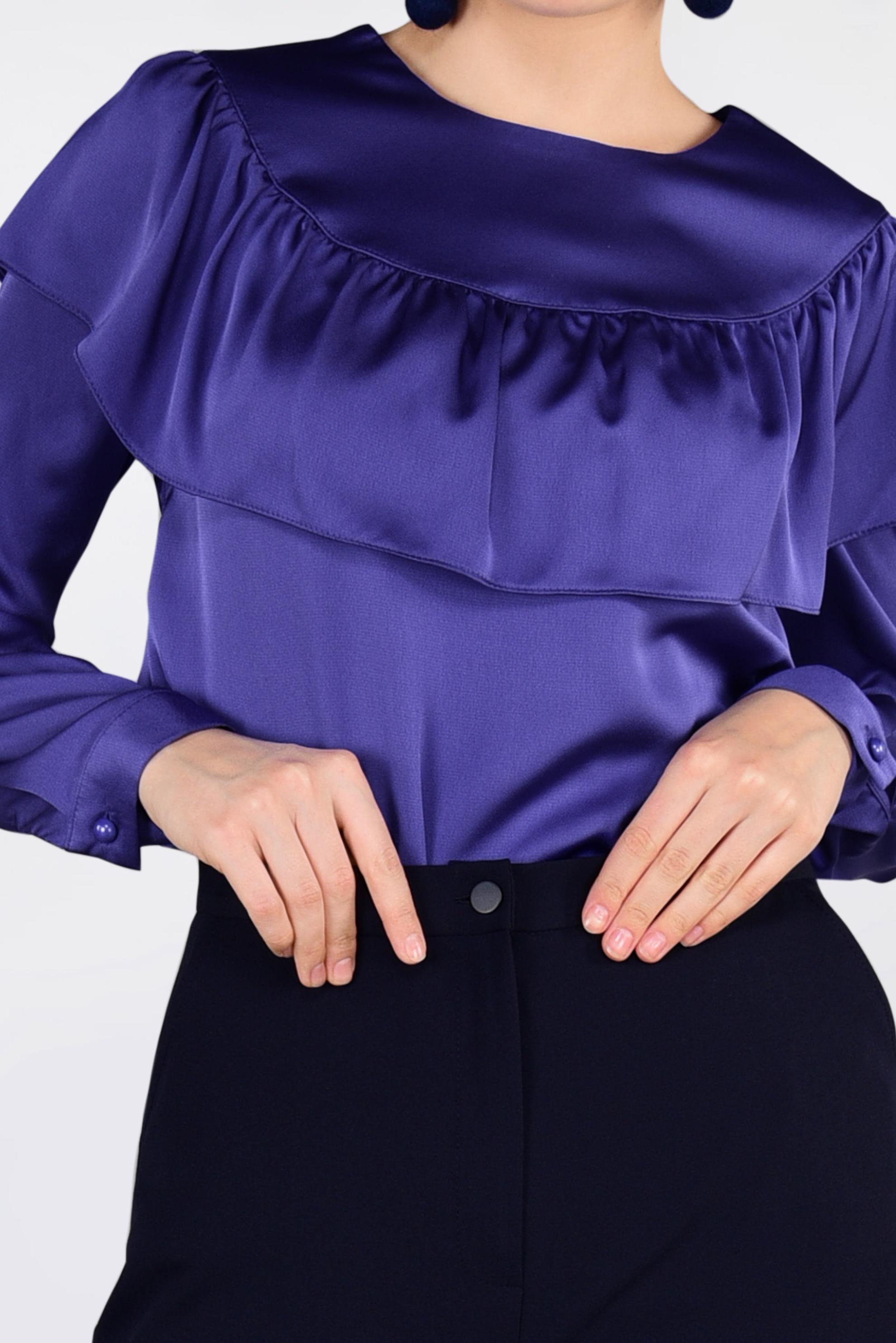 Tesettür giyim MOR OMUZLARI VOLANLI BLUZ 4202