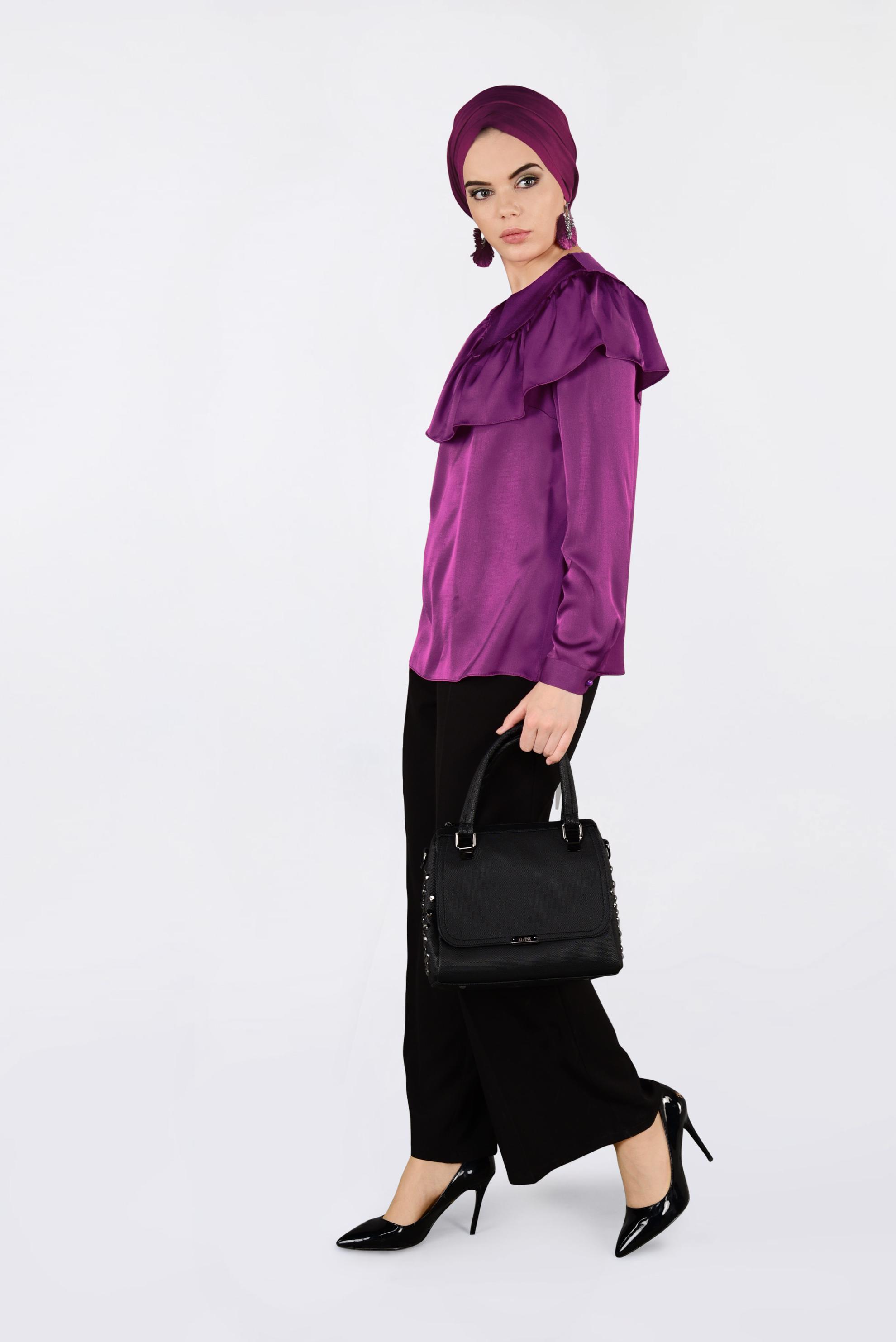 Tesettür giyim FUŞYA OMUZLARI VOLANLI BLUZ 4202