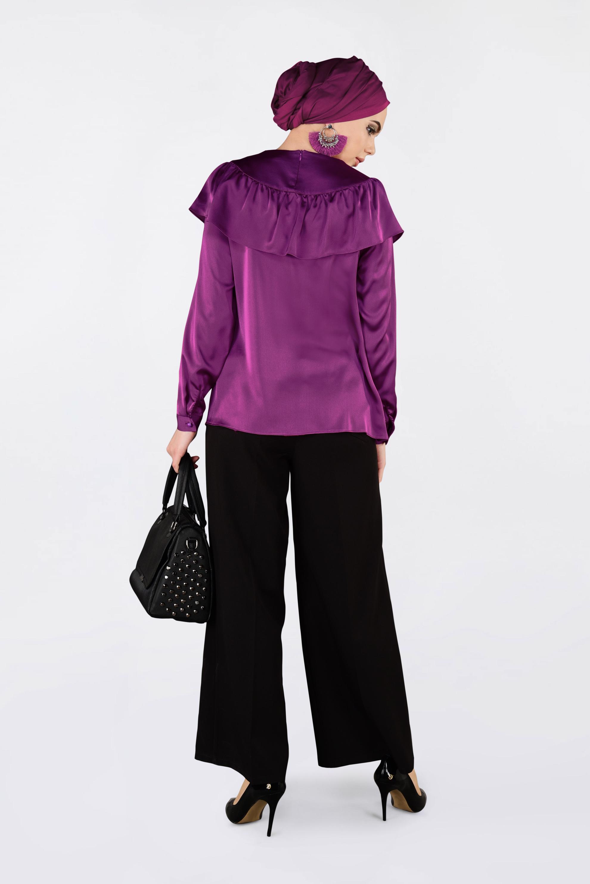 Tesettür giyim FUŞYA OMUZLARI VOLANLI BLUZ 4202