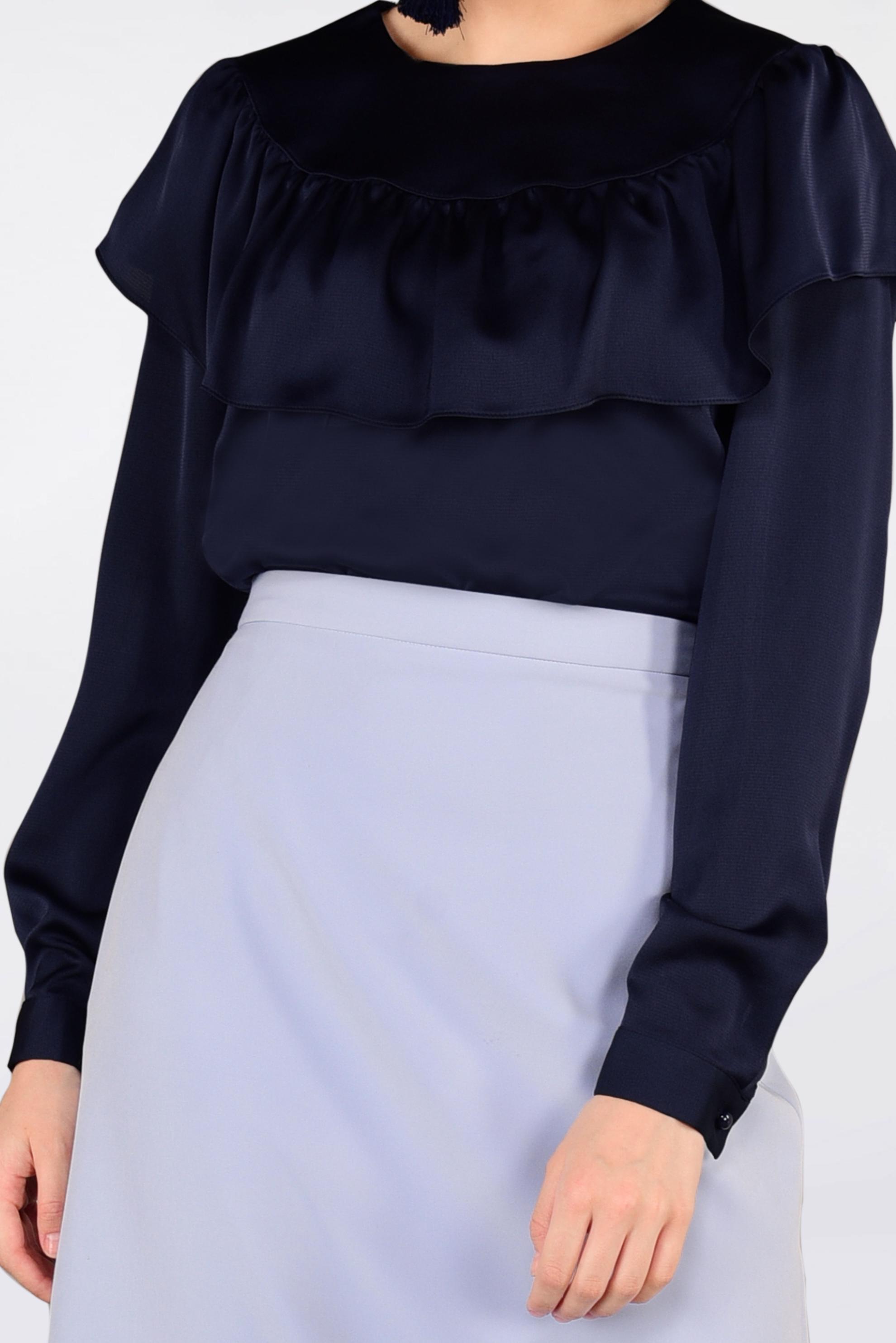 Tesettür giyim LACİVERT OMUZLARI VOLANLI BLUZ 4202