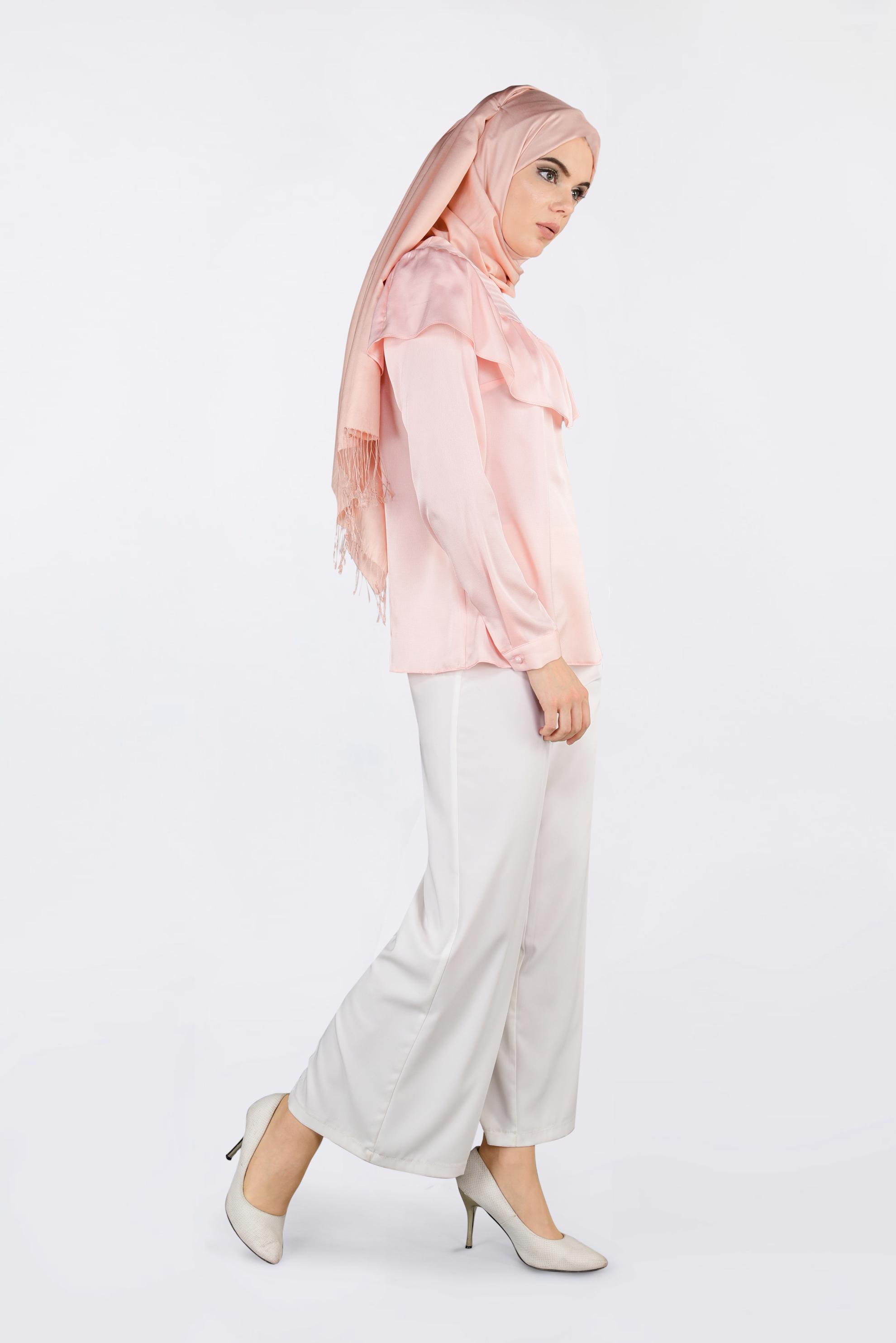 Tesettür giyim PUDRA OMUZLARI VOLANLI BLUZ 4202