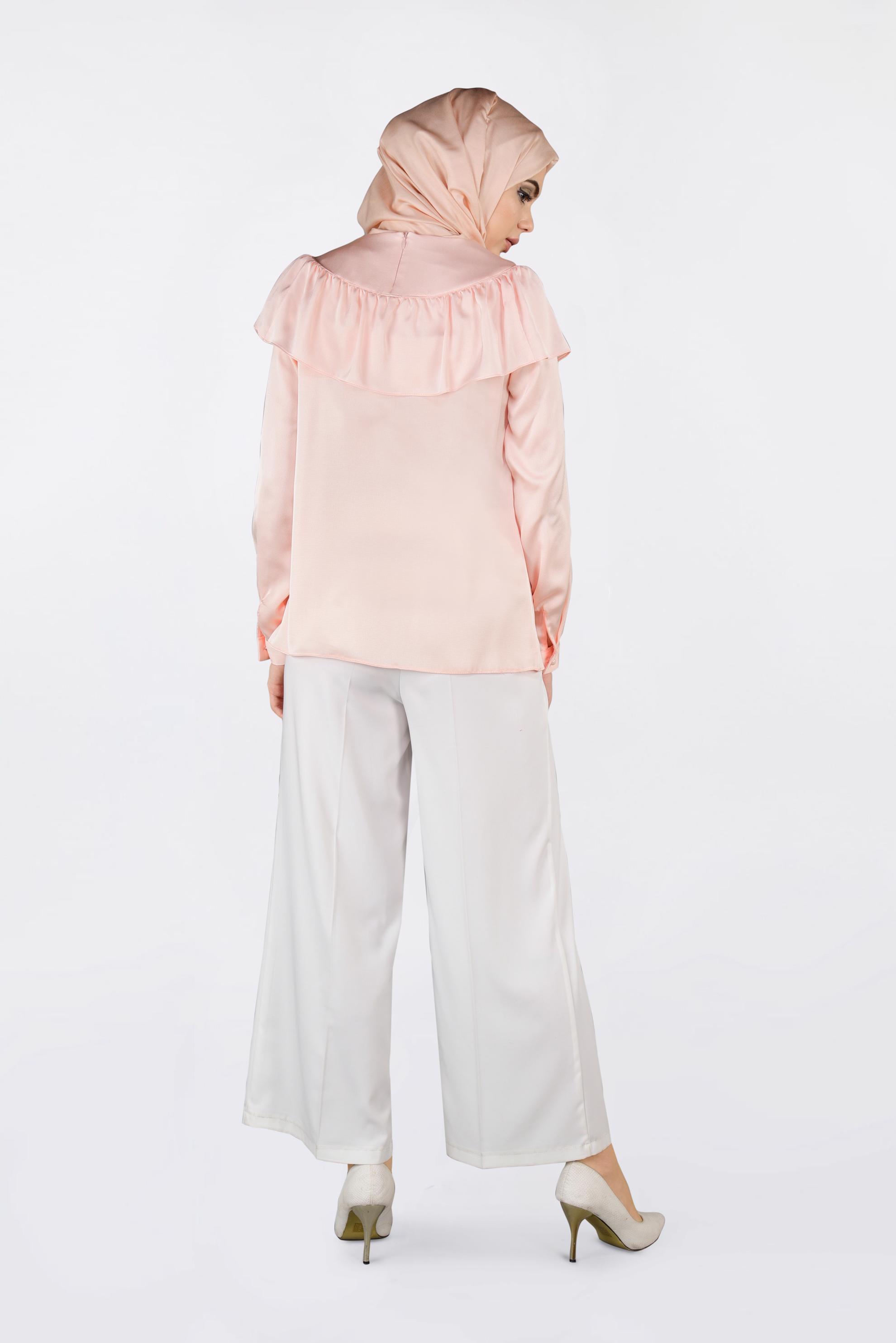 Tesettür giyim PUDRA OMUZLARI VOLANLI BLUZ 4202