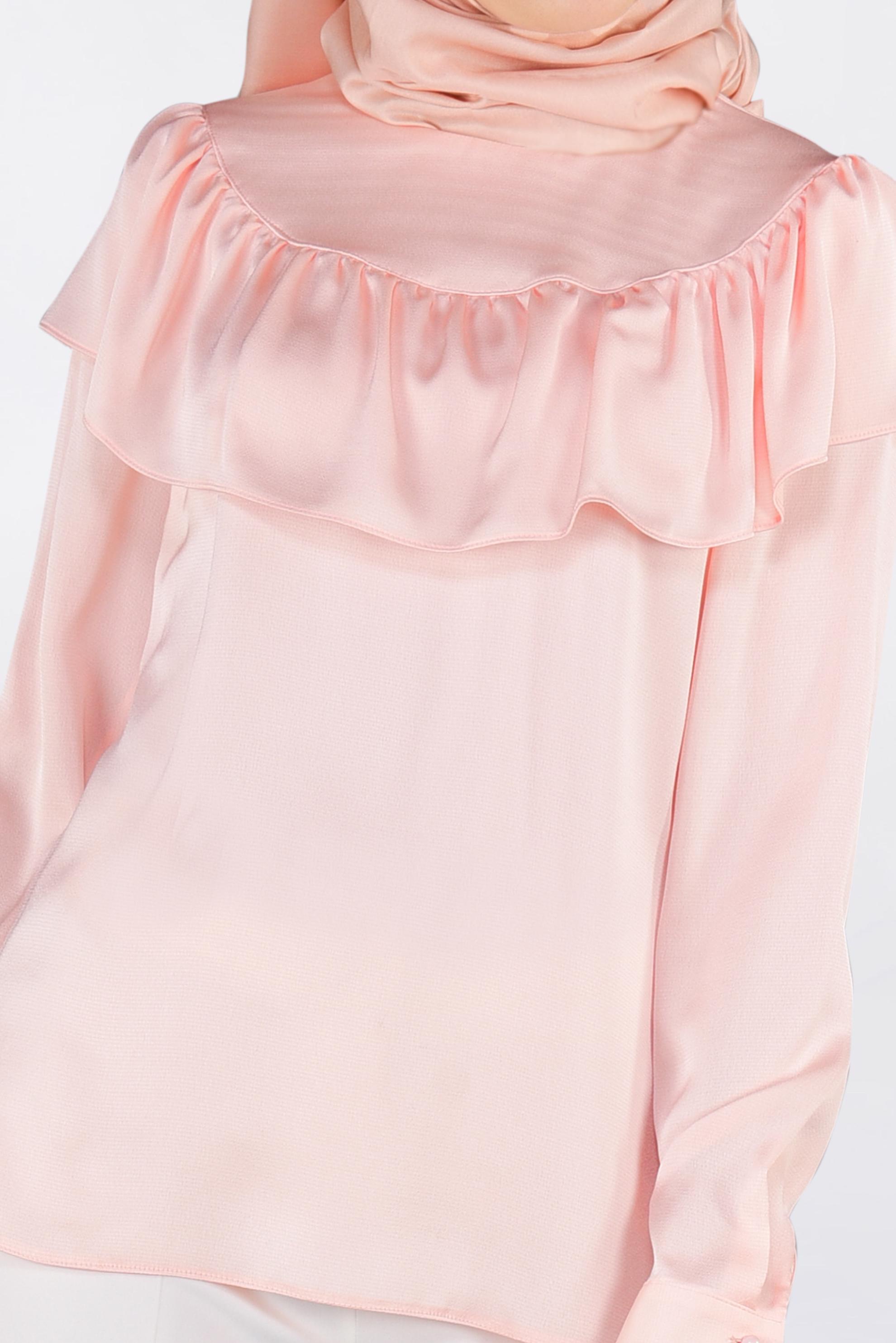 Tesettür giyim PUDRA OMUZLARI VOLANLI BLUZ 4202