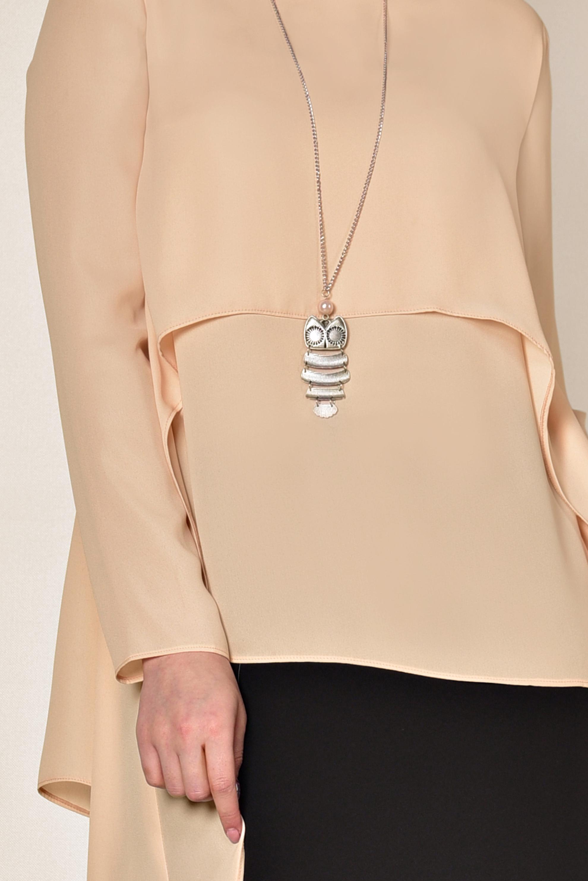 Tesettür giyim PUDRA ASİMETRİK KESİM ŞİFON BLUZ 4291