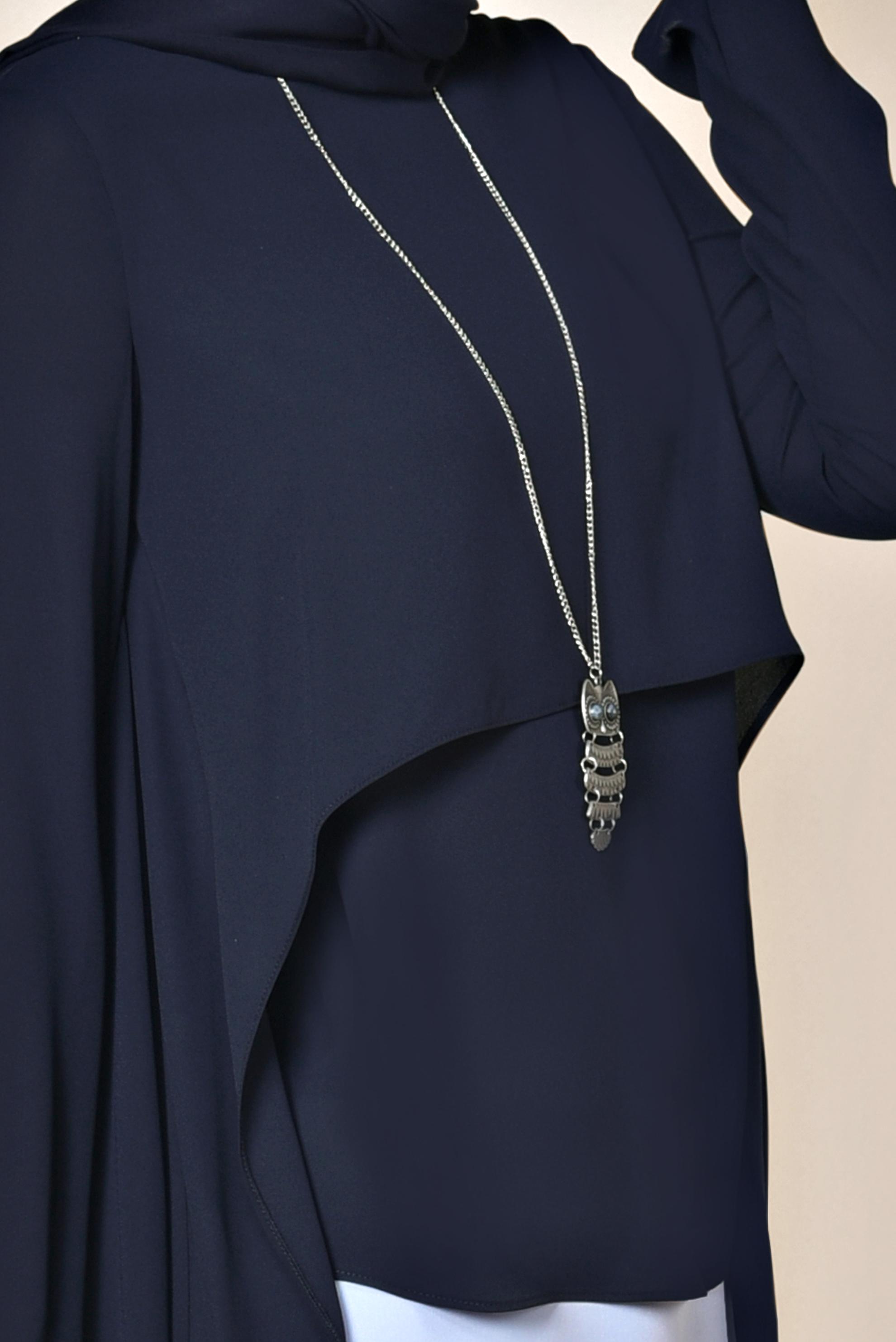 Tesettür giyim LACİVERT ASİMETRİK KESİM ŞİFON BLUZ 4291