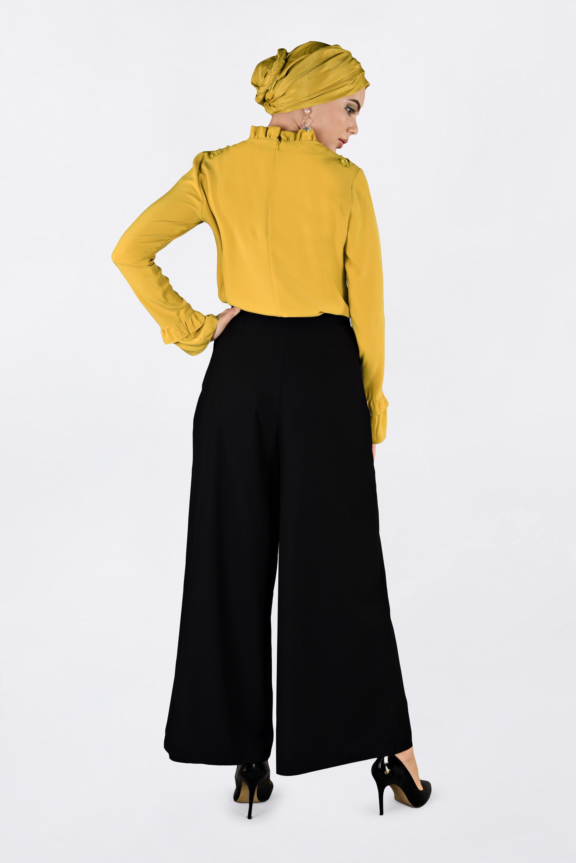 Tesettür giyim SARI FIRFIR YAKA BLUZ 4336