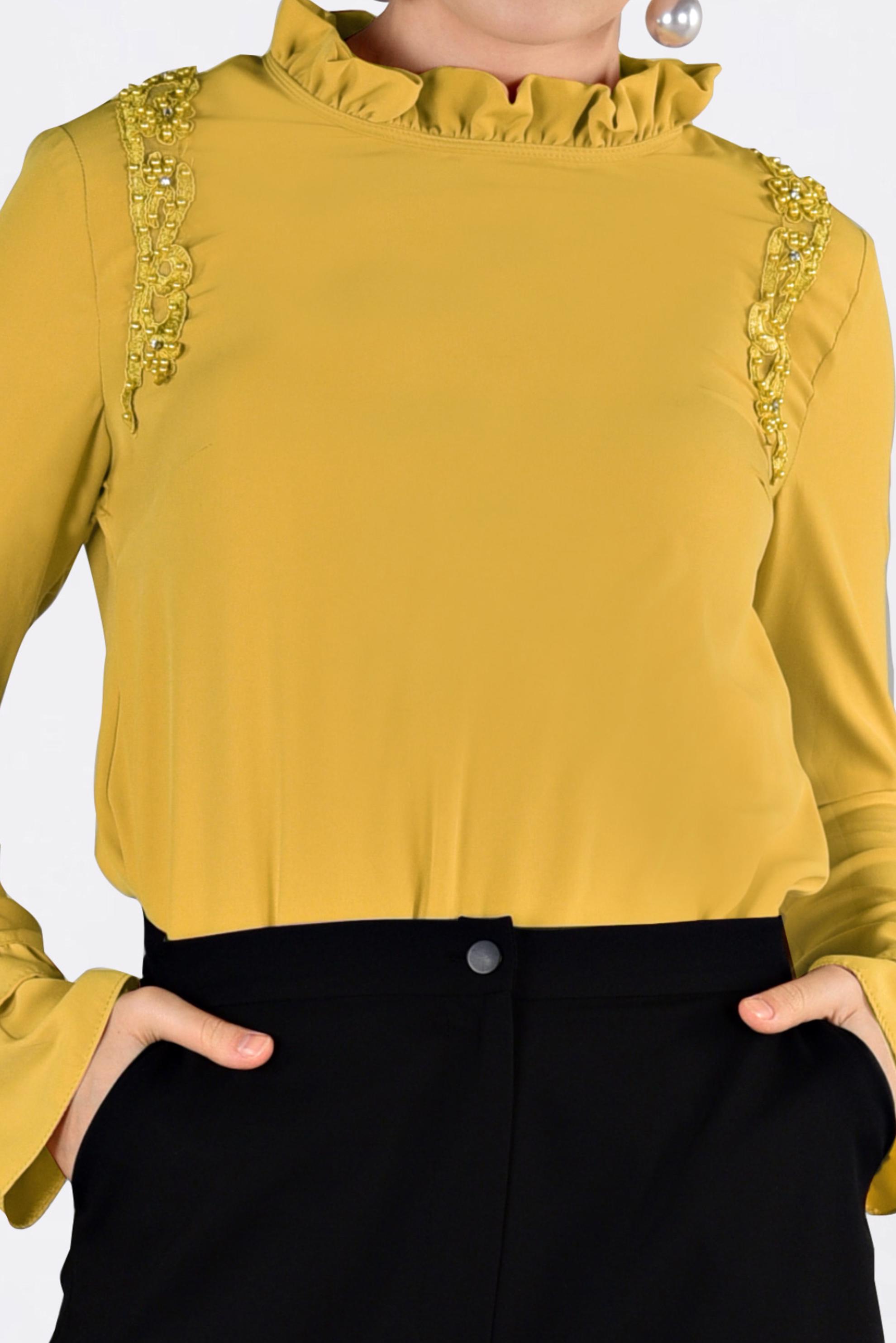 Tesettür giyim SARI FIRFIR YAKA BLUZ 4336