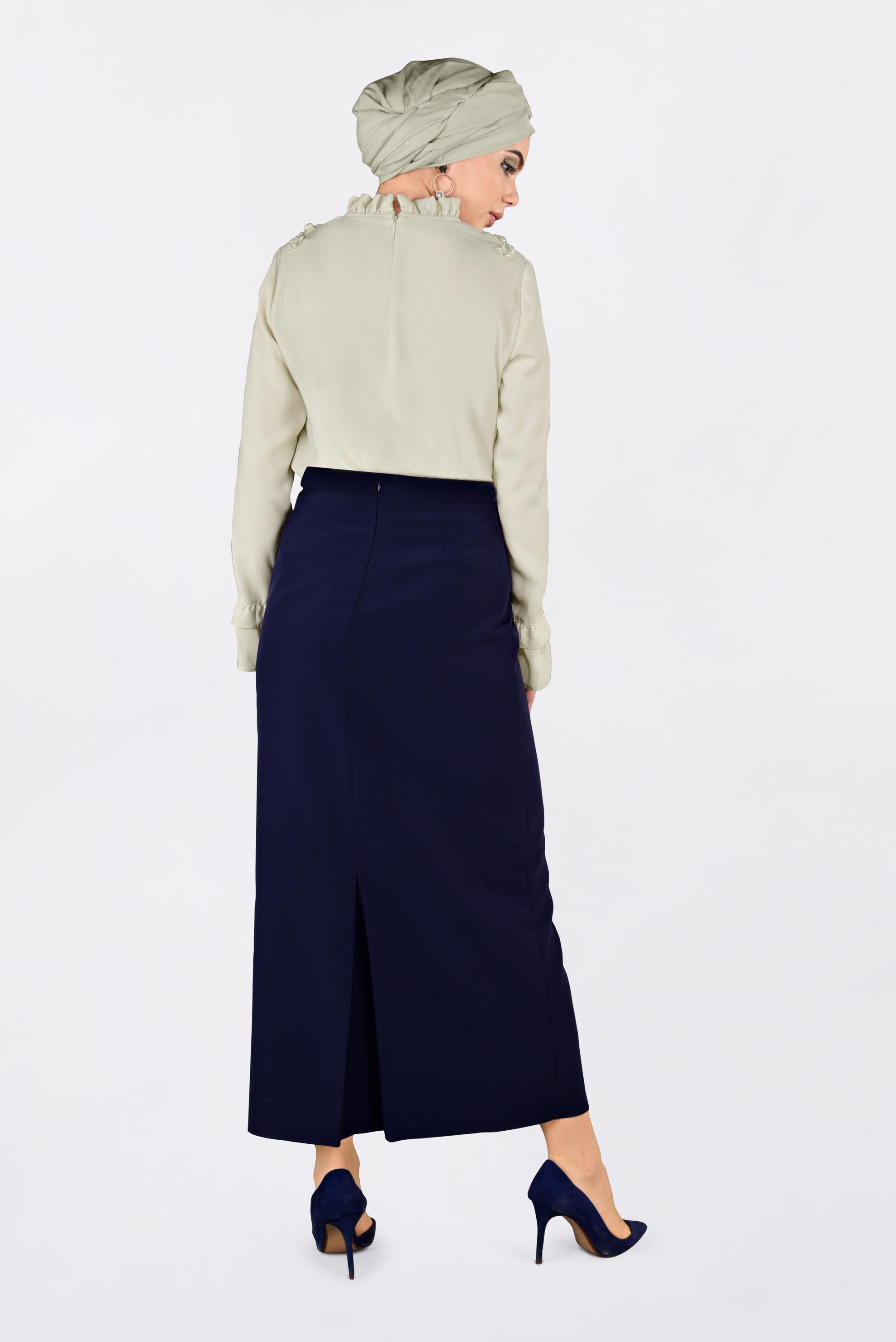 Tesettür giyim BEJ FIRFIR YAKA BLUZ 4336