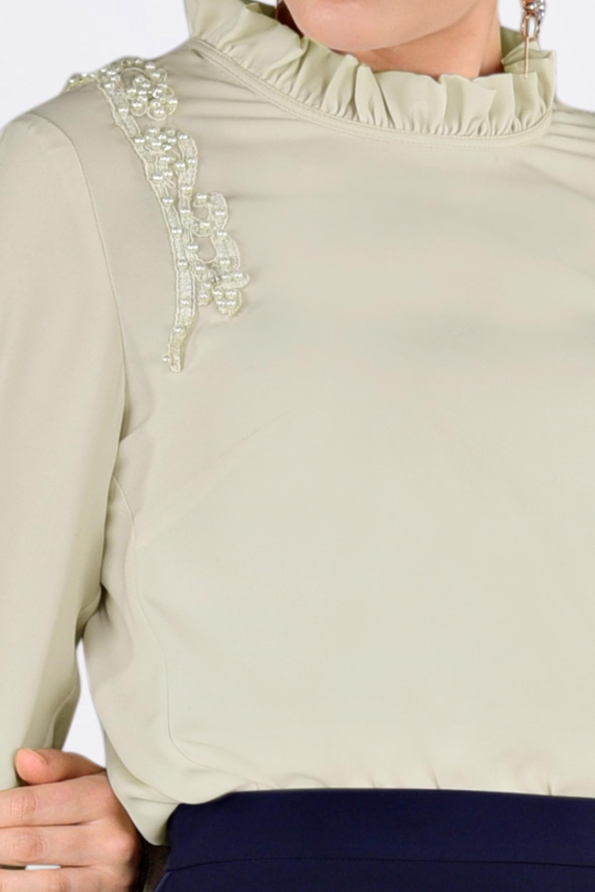 Tesettür giyim BEJ FIRFIR YAKA BLUZ 4336