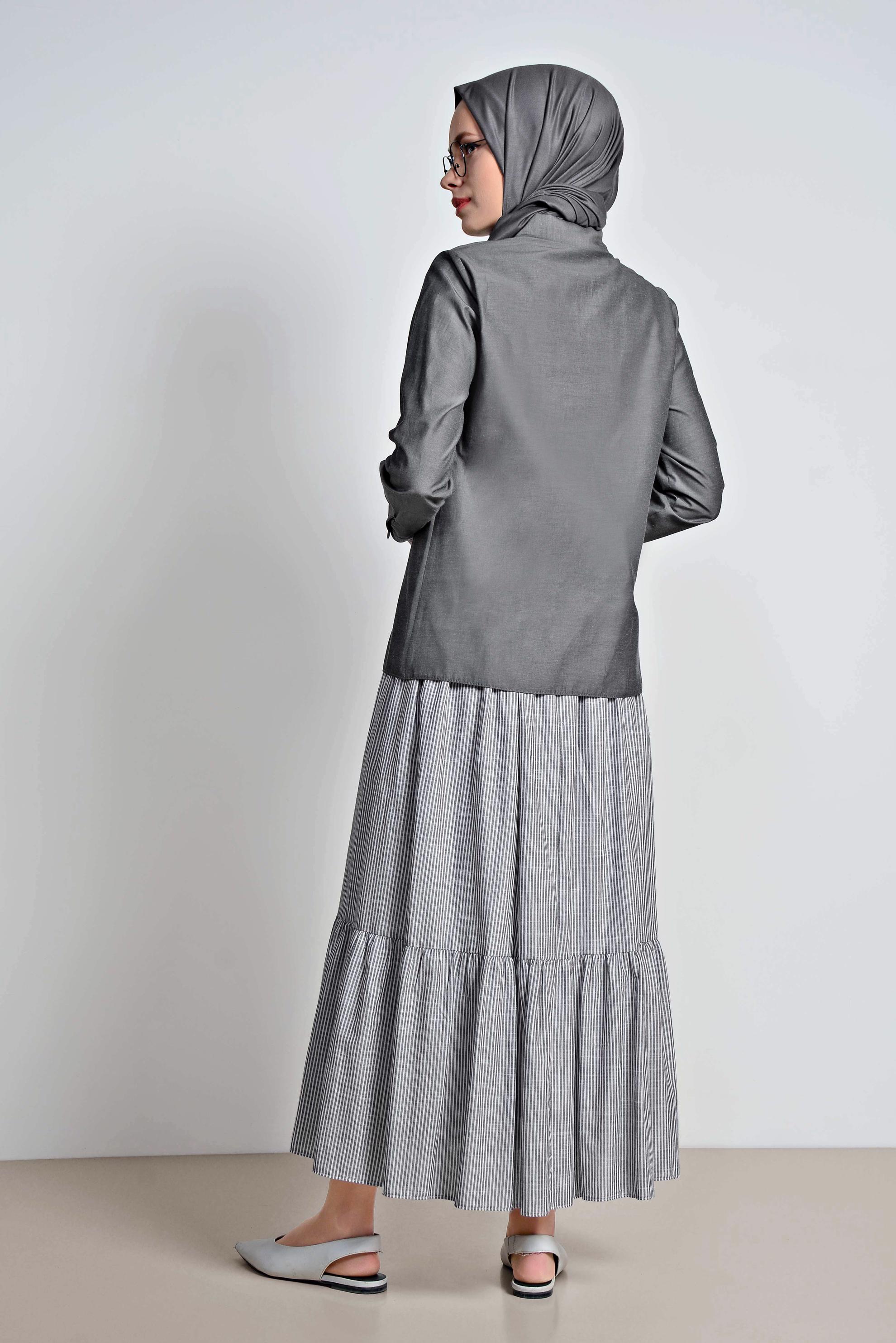 Tesettür giyim SİYAH GÖMLEK YAKA BLUZ 4376