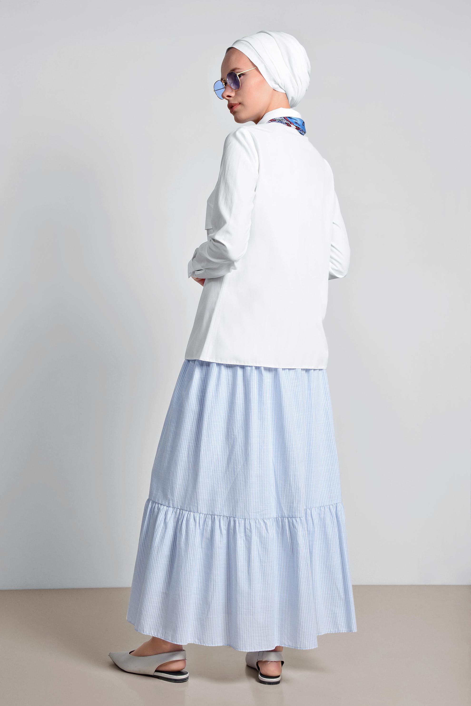 Tesettür giyim BEYAZ GÖMLEK YAKA BLUZ 4376