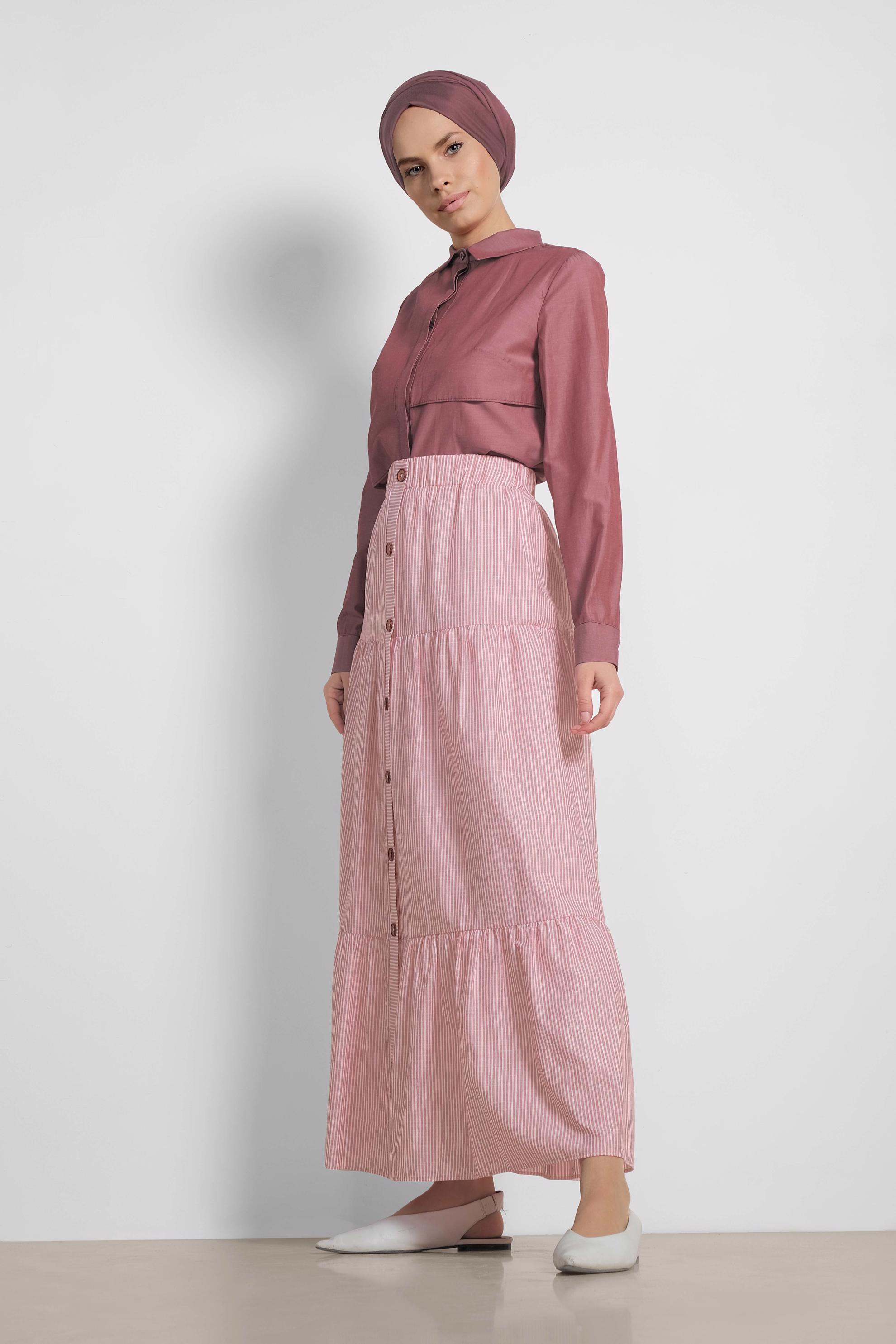 Tesettür giyim BORDO GÖMLEK YAKA BLUZ 4376