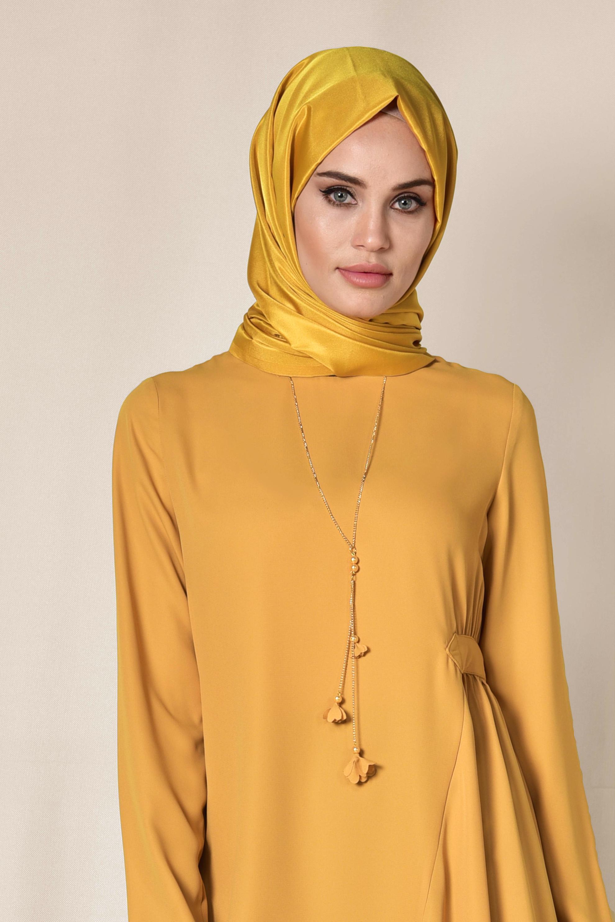 Tesettür giyim SARI ASİMETRİK KESİM BLUZ 4866