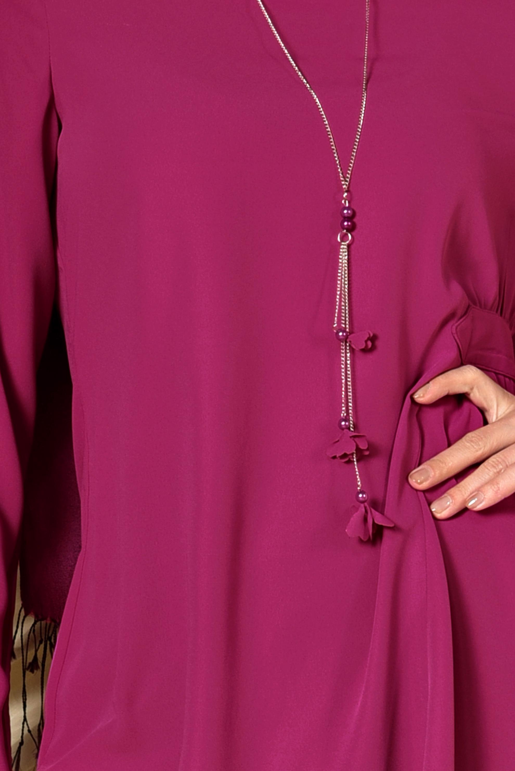 Tesettür giyim FUŞYA ASİMETRİK KESİM BLUZ 4866