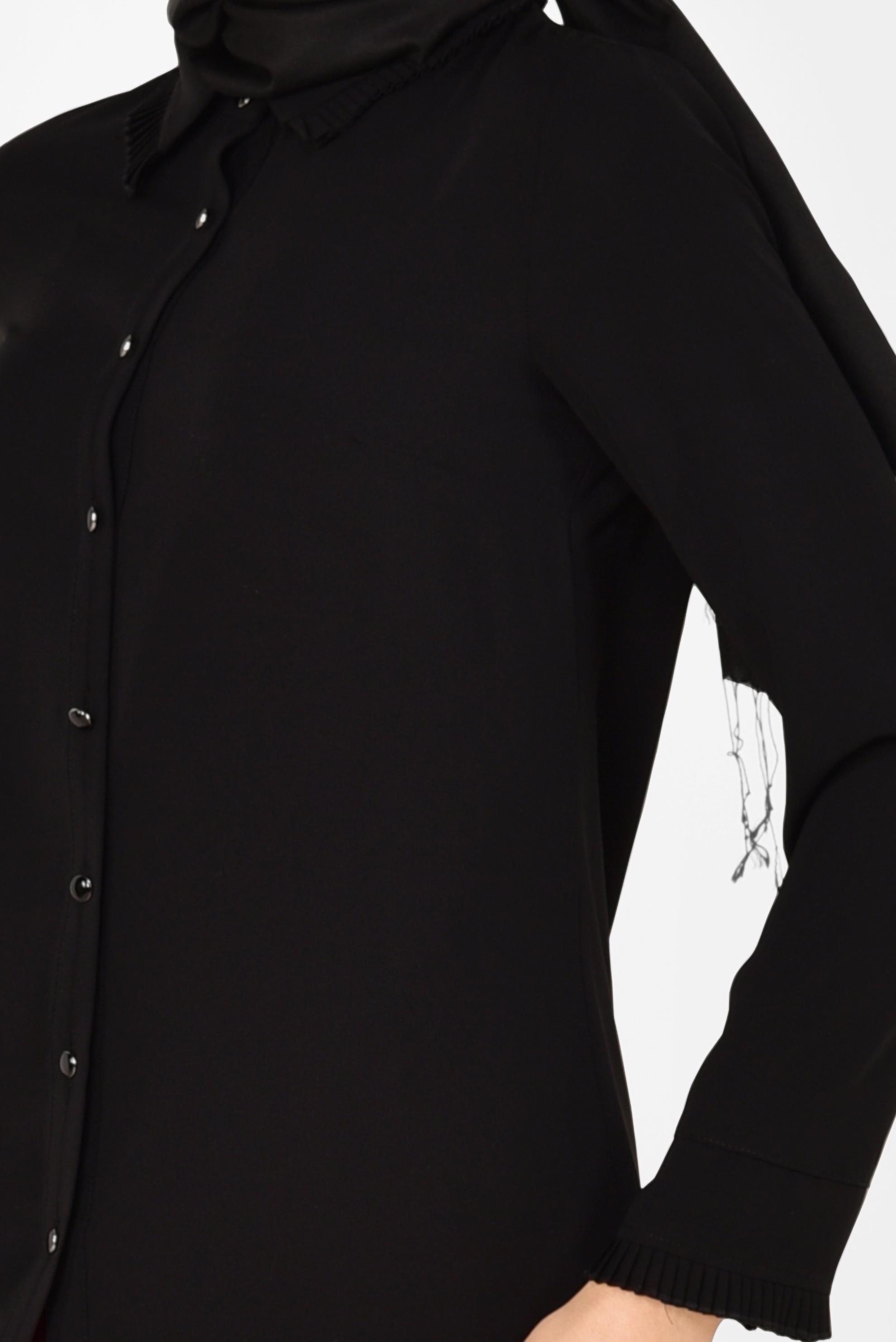 Tesettür giyim SİYAH PİLİSE DETAYLI BLUZ 4867