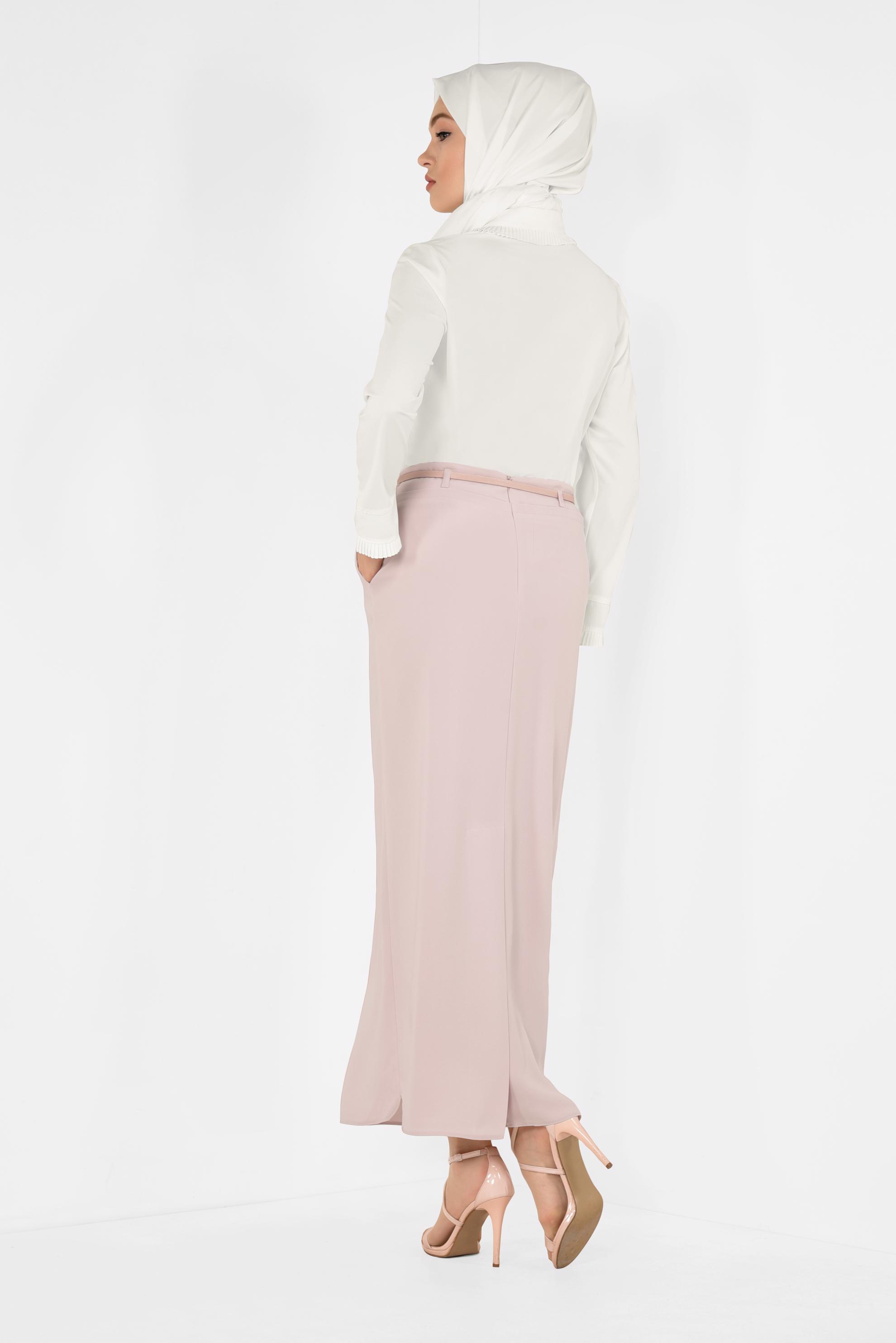 Tesettür giyim BEYAZ PİLİSE DETAYLI BLUZ 4867