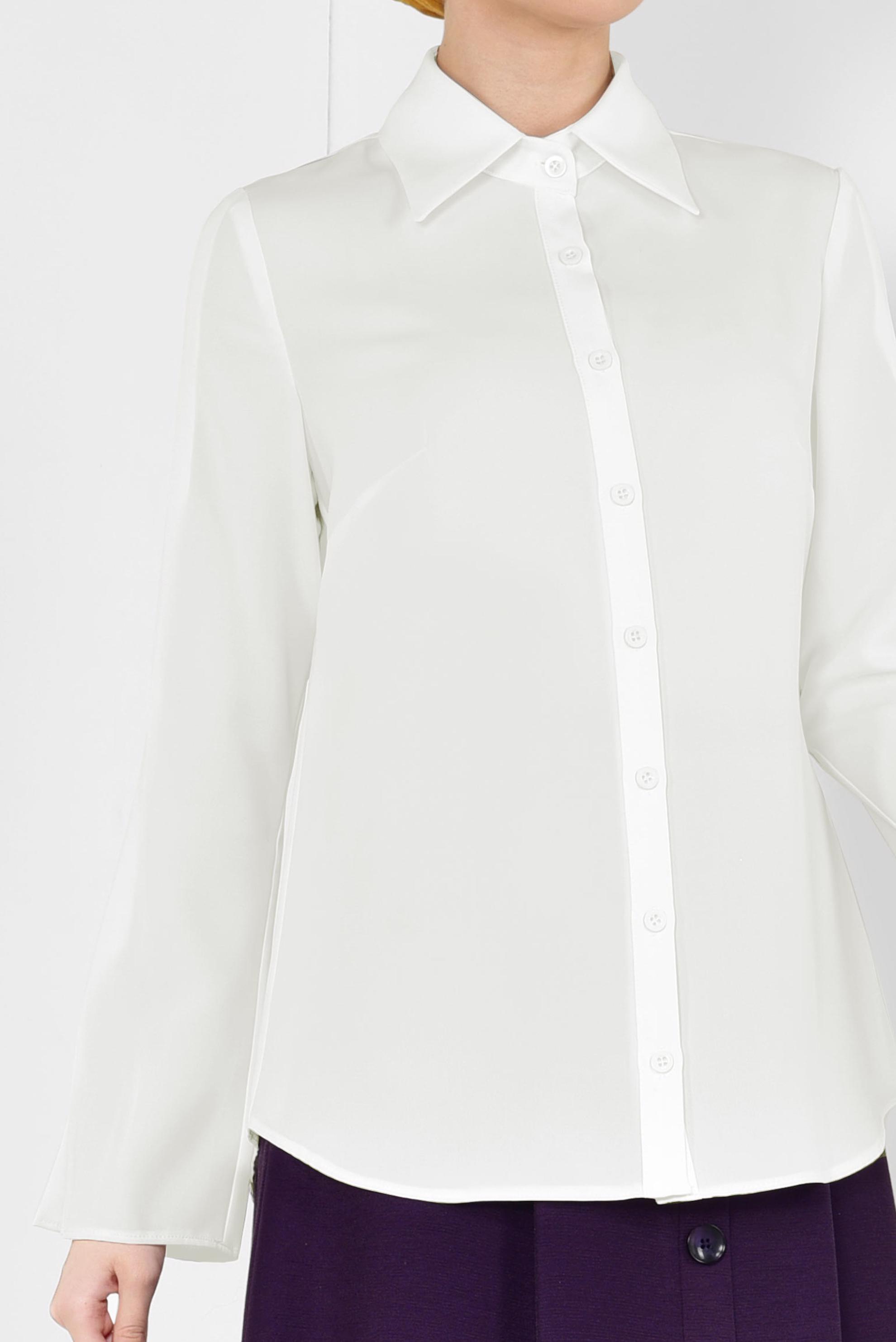 Tesettür giyim BEYAZ PİLİSE DETAYLI GENİŞ KOL BLUZ 4888