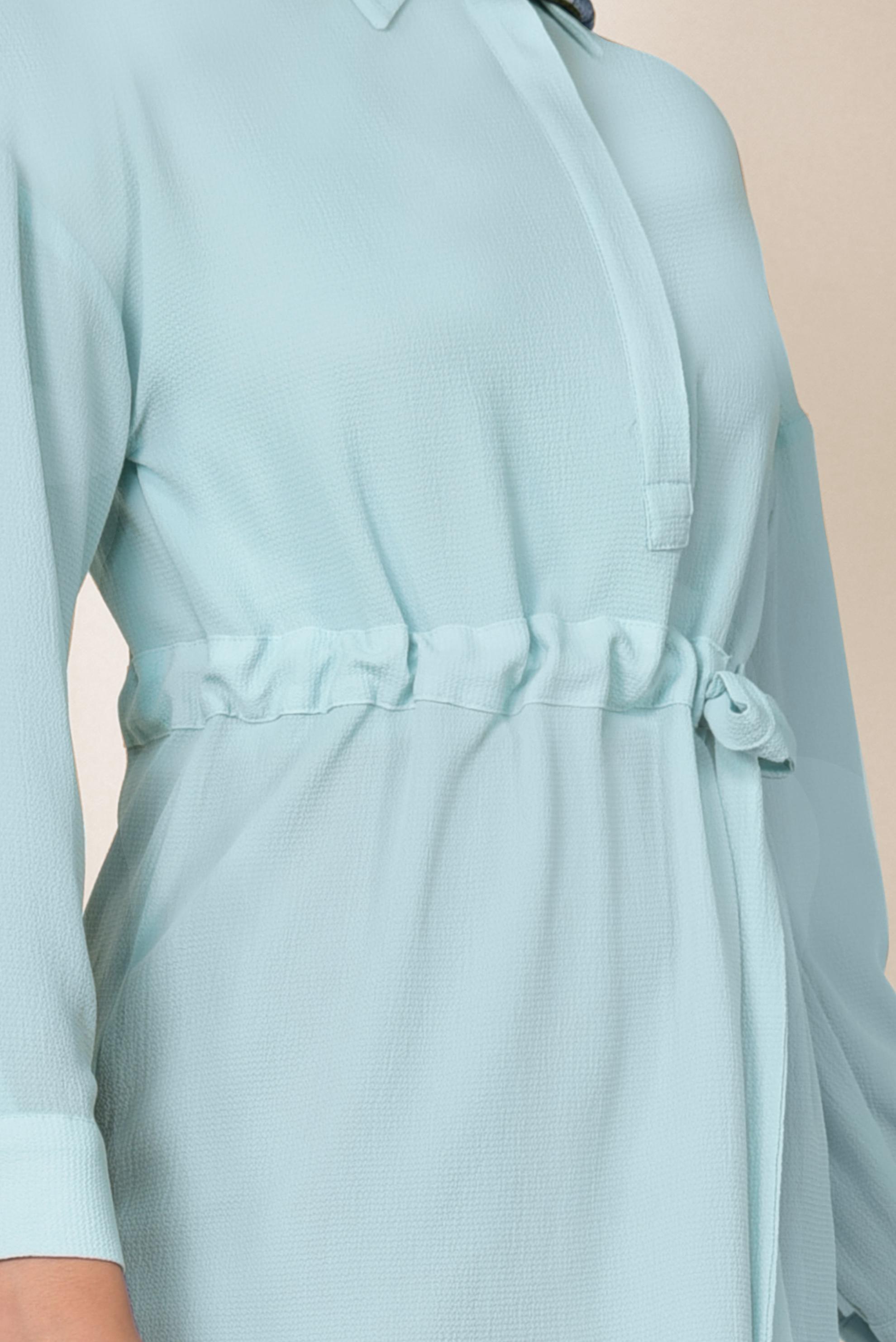 Tesettür giyim MAVİ BELİ BÜZGÜLÜ BLUZ 4915