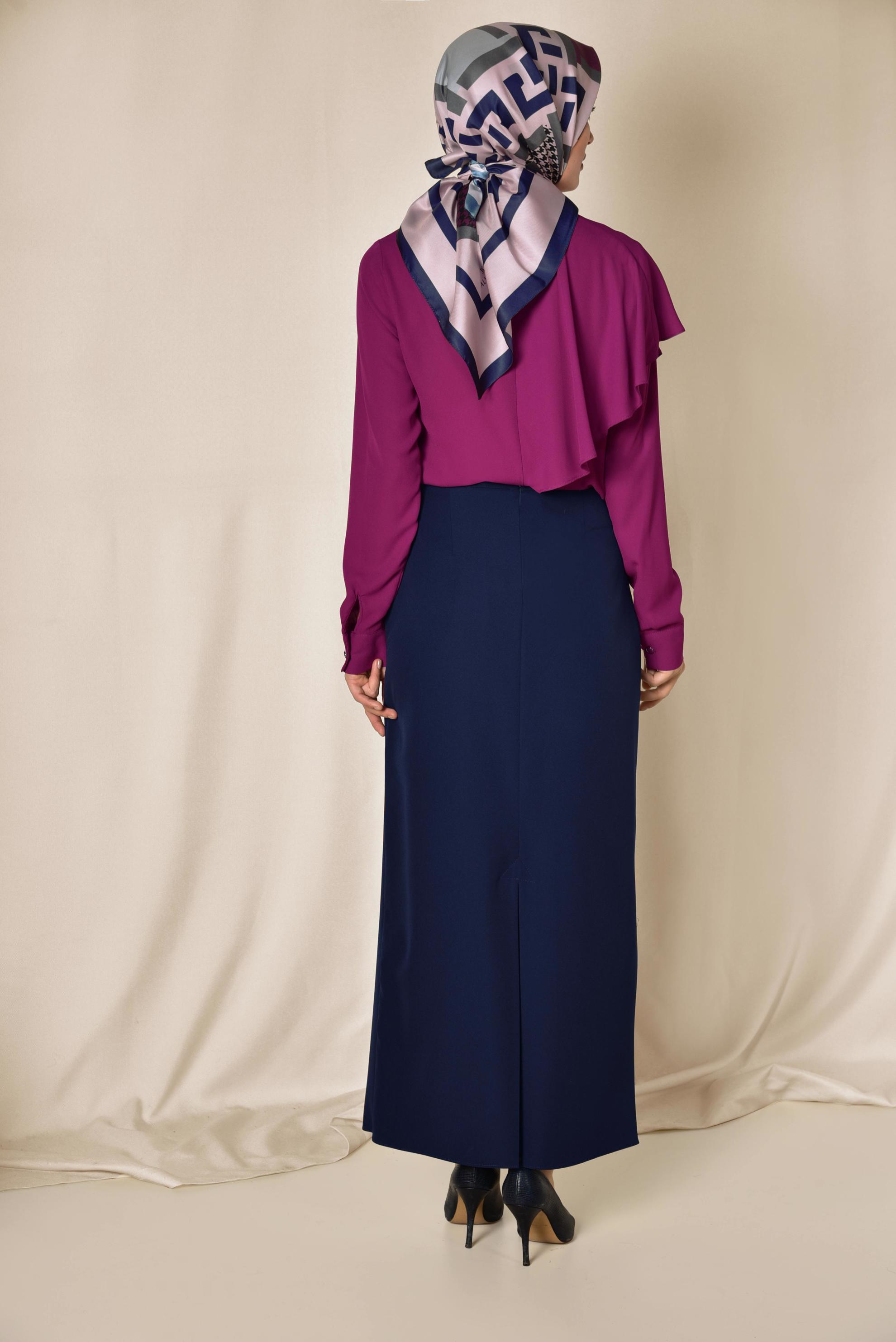 Tesettür giyim MOR TEK TARAFI VOLANLI BLUZ 4916