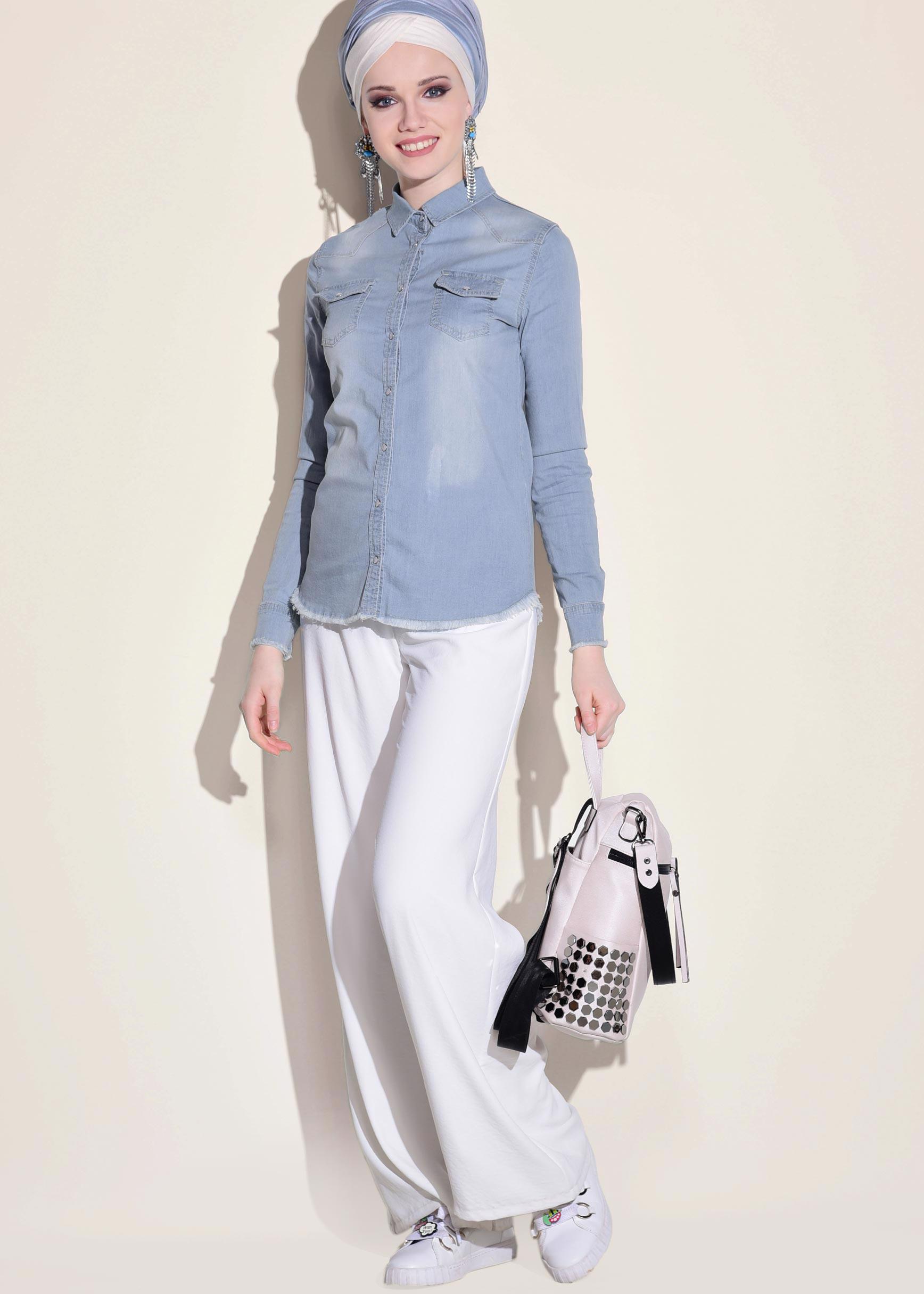 Vêtements hijab BLEU Chemisier 4956 