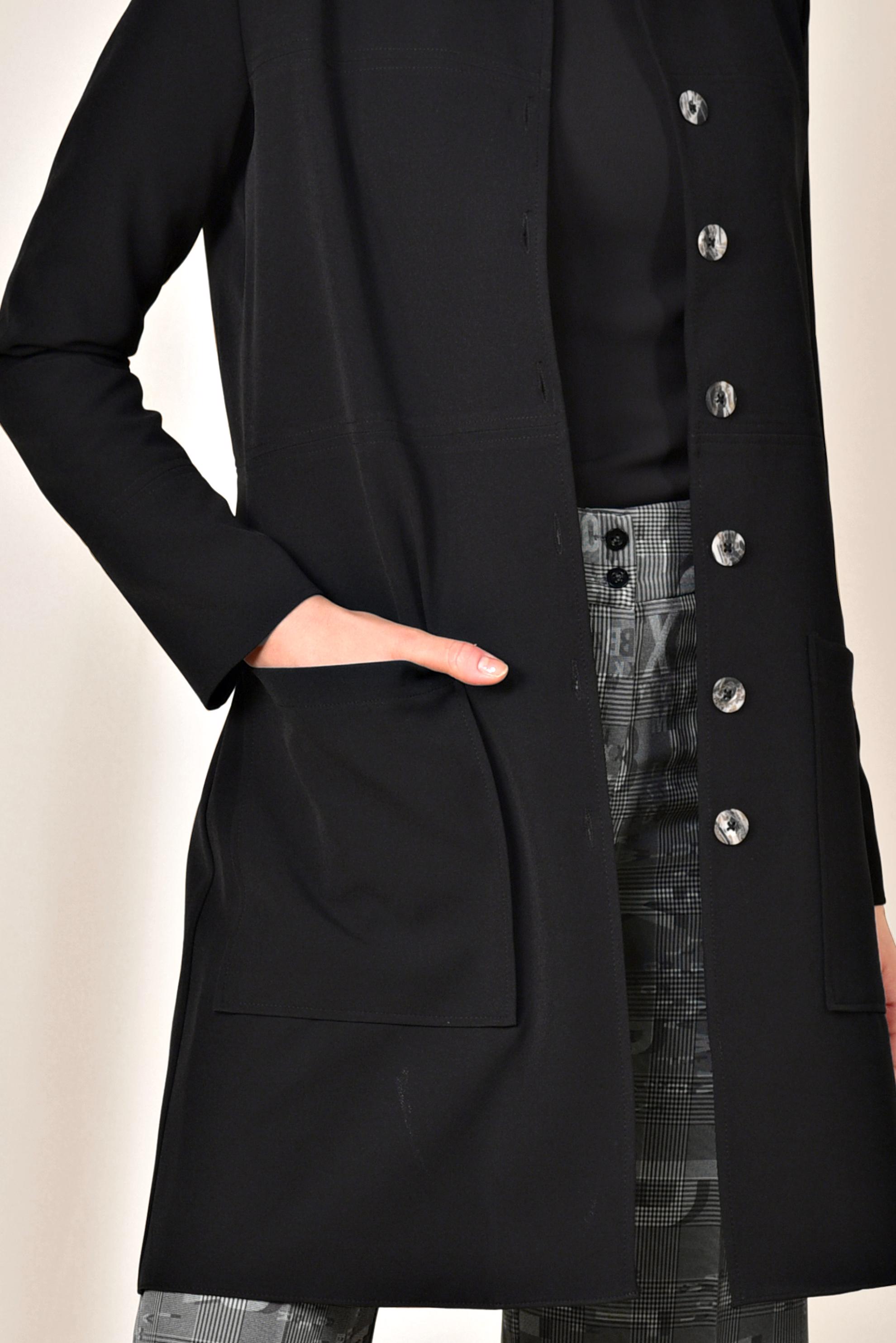 Tesettür giyim SİYAH TORBA CEPLİ BOYDAN DÜĞMELİ CEKET 4001