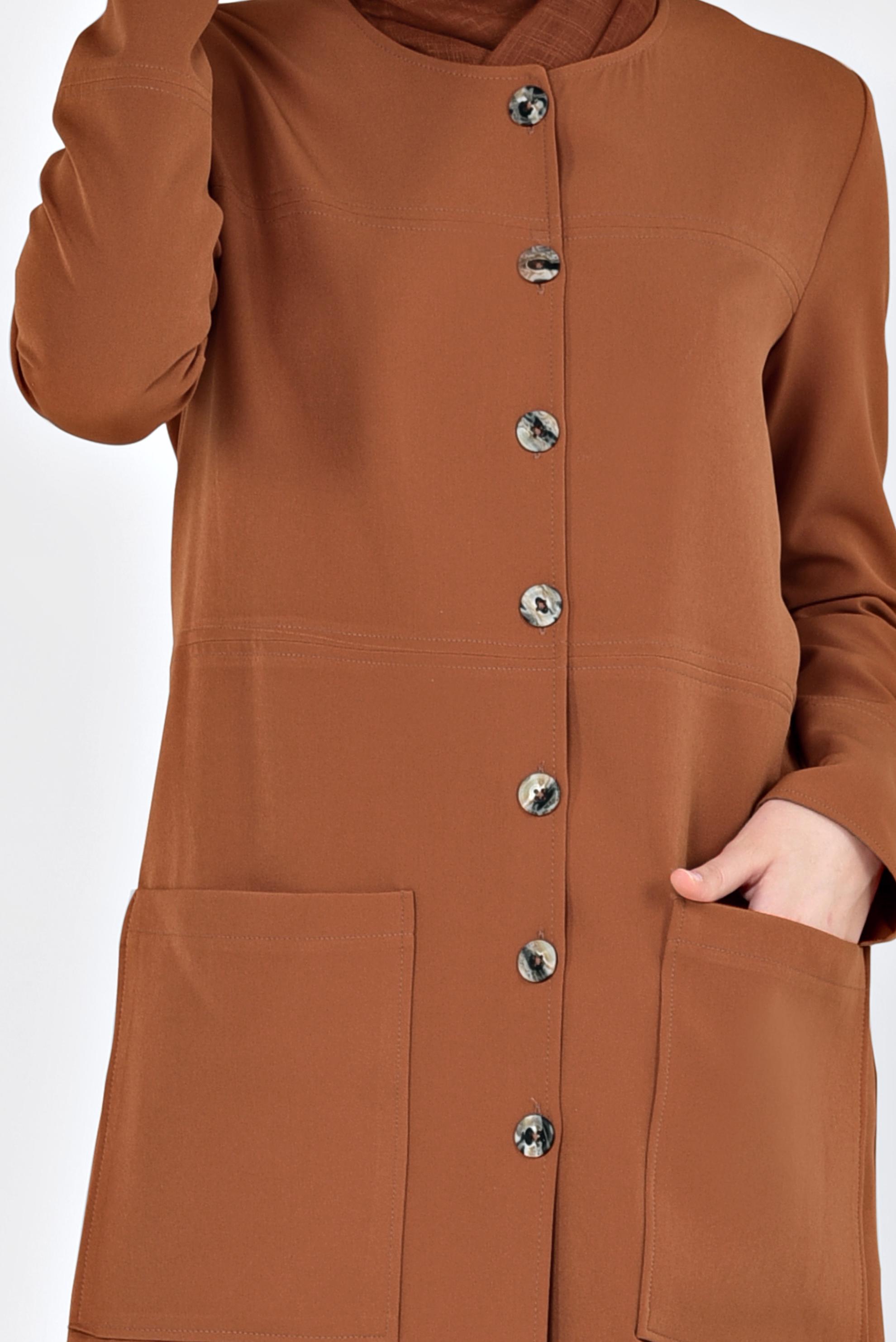 Tesettür giyim TURUNCU TORBA CEPLİ BOYDAN DÜĞMELİ CEKET 4001