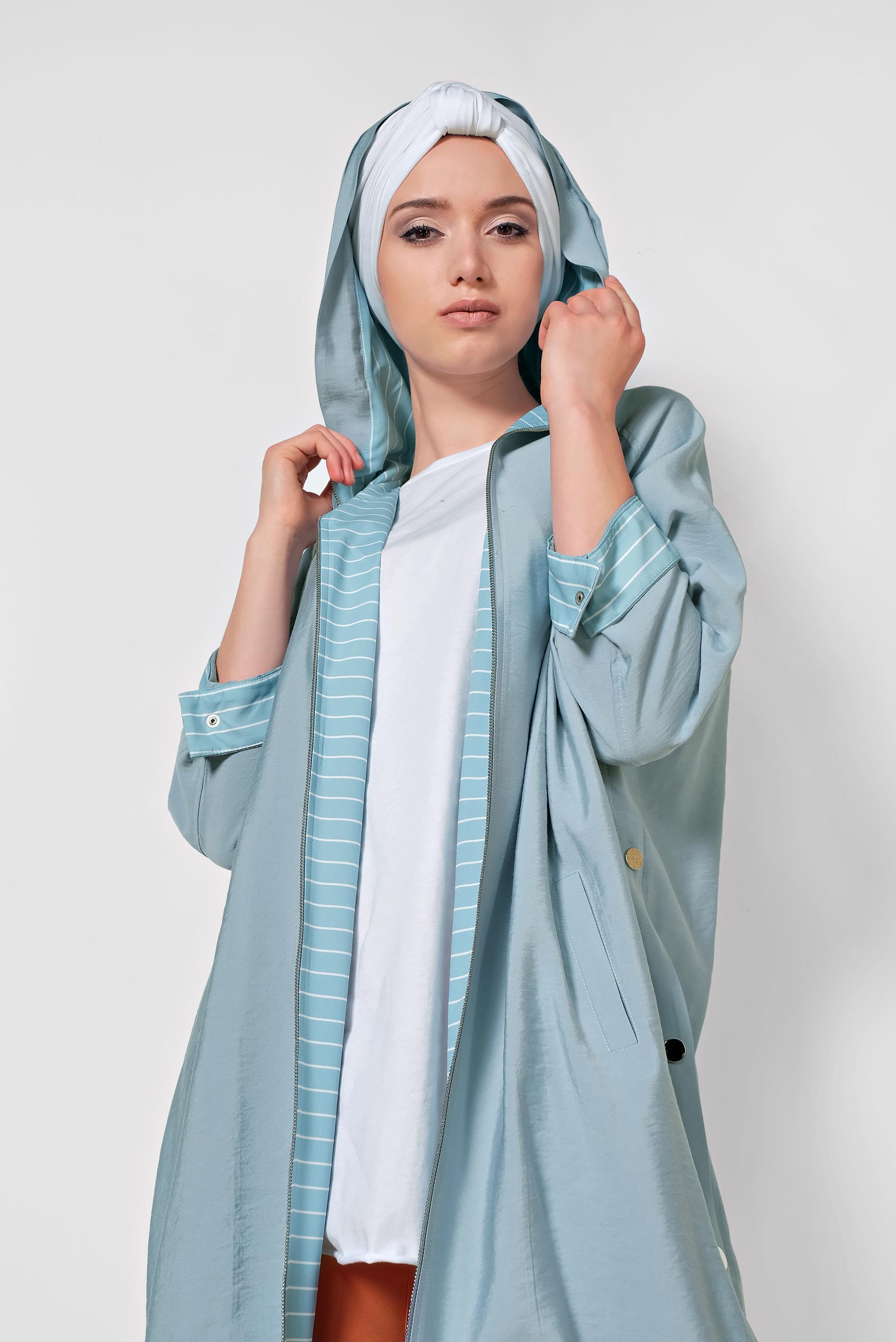 Tesettür giyim MAVİ YANLARI ÇITÇITLI ÖNDEN FERMUARLI GİY ÇIK 4103