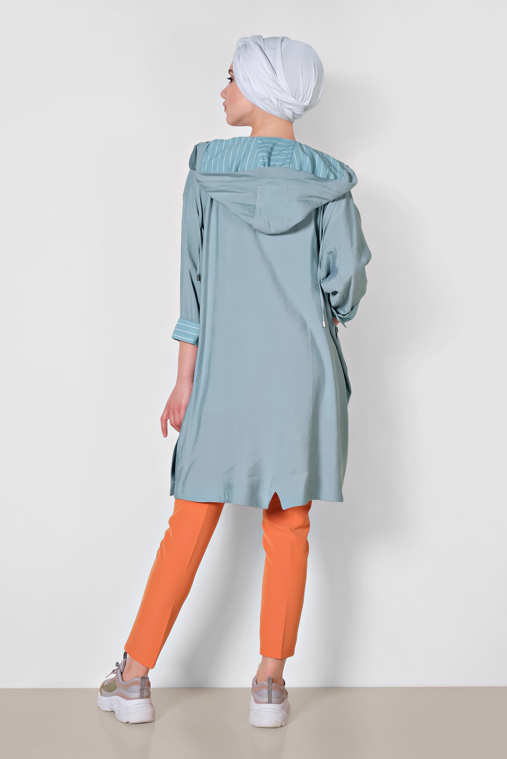 Tesettür giyim MAVİ YANLARI ÇITÇITLI ÖNDEN FERMUARLI GİY ÇIK 4103