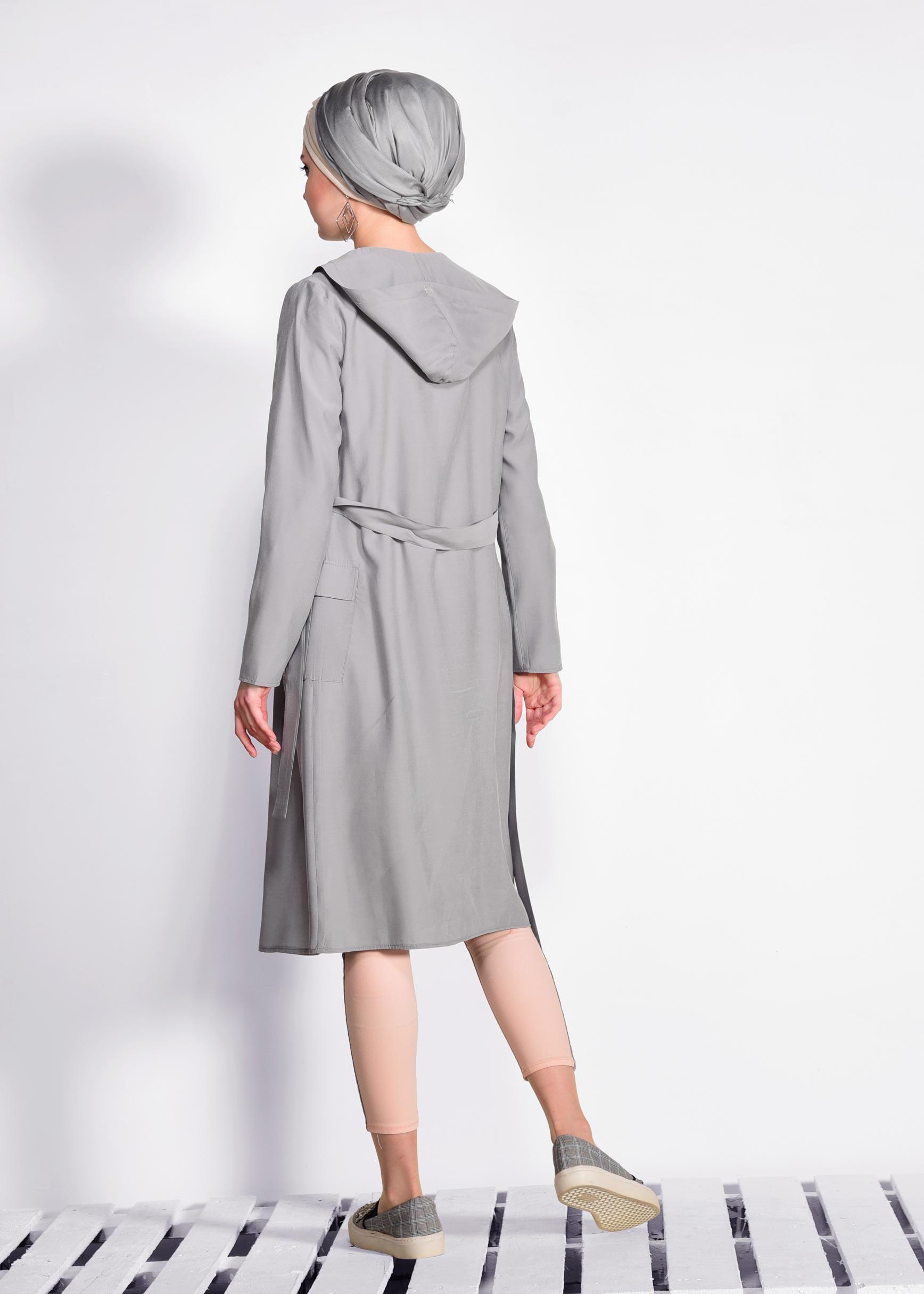 Vêtements hijab GRIS PARDESSUS À CAPUCHE 4178