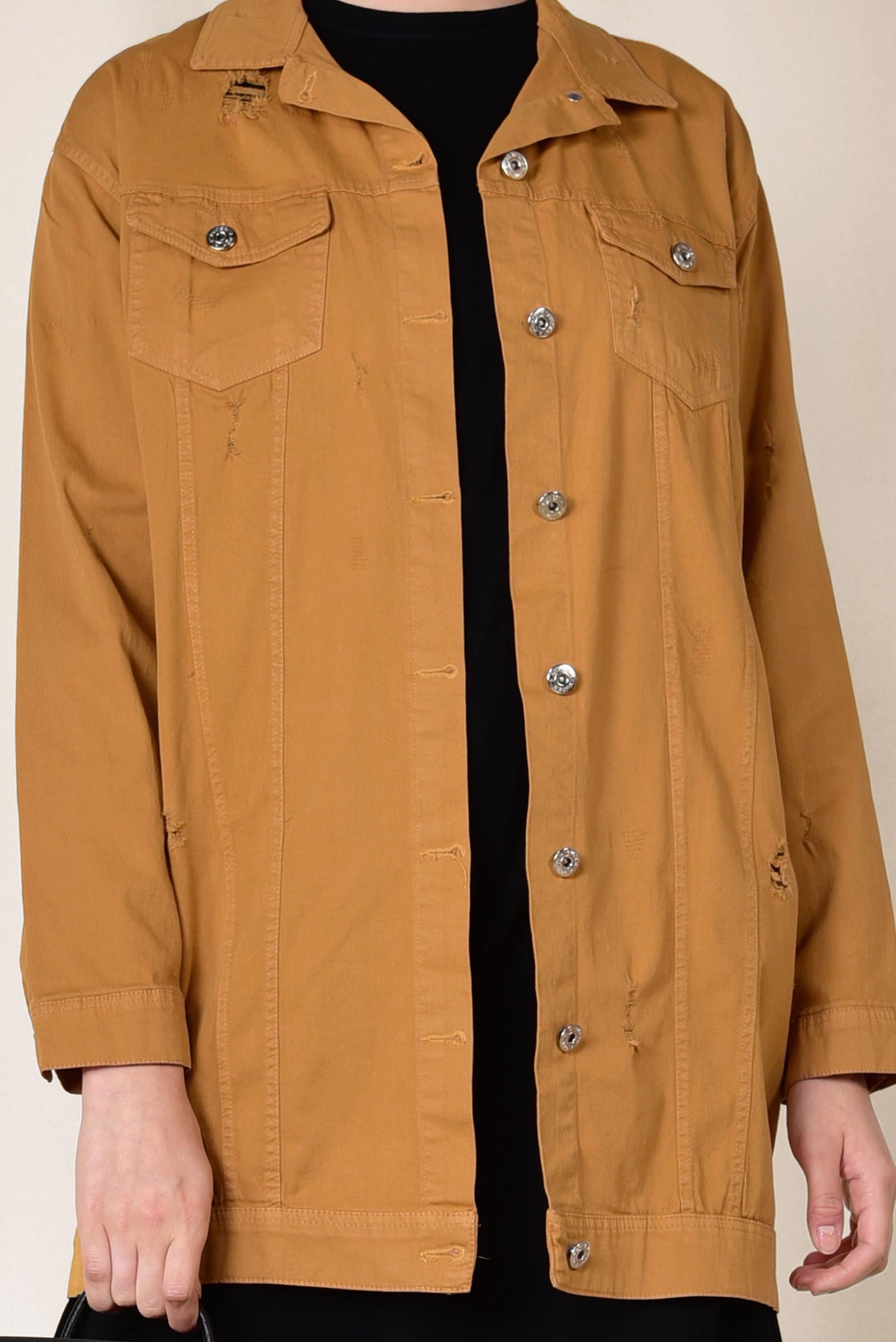 Tesettür giyim SARI MEVSİMLİK İNCE CEKET 4208