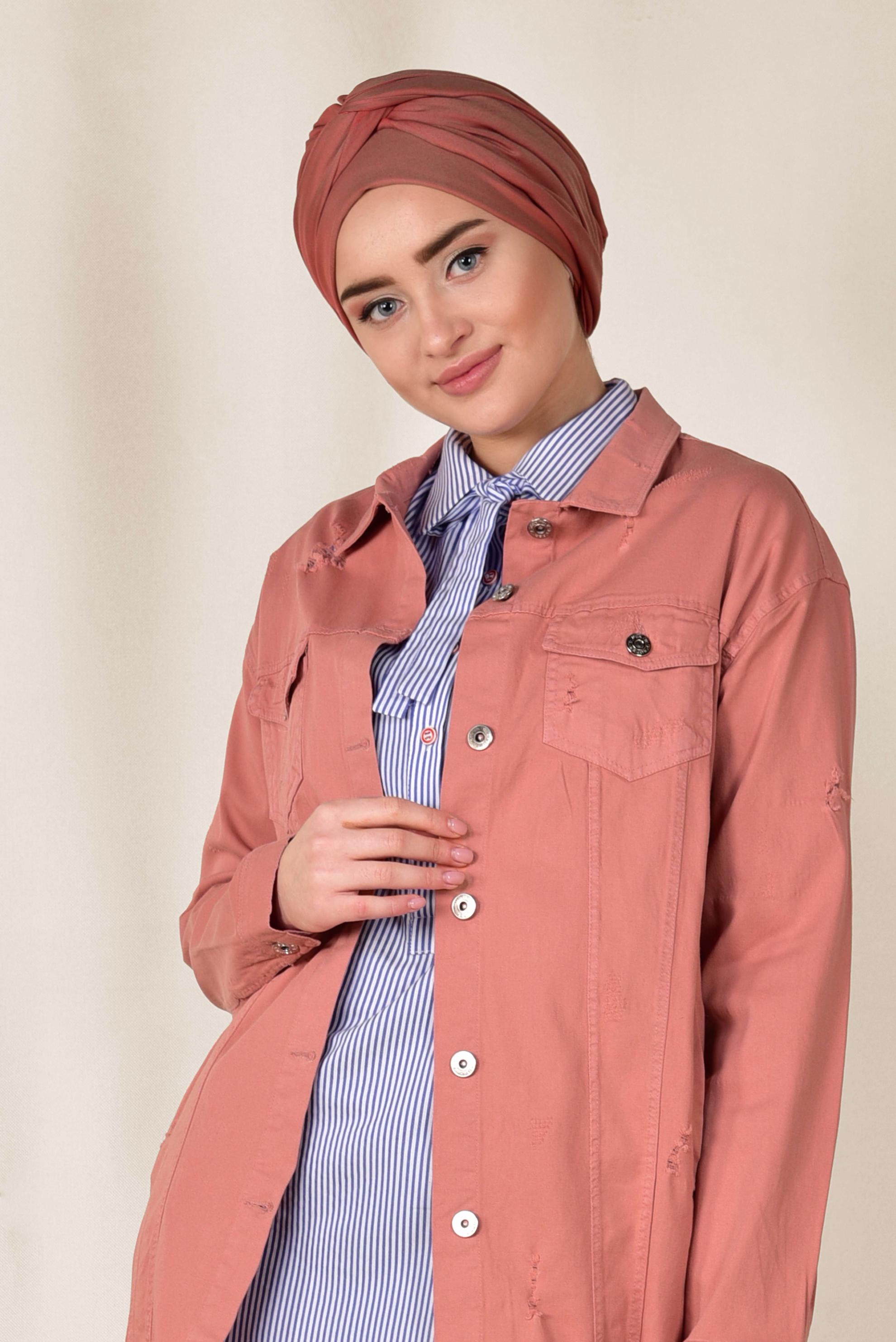 Tesettür giyim PUDRA MEVSİMLİK İNCE CEKET 4208