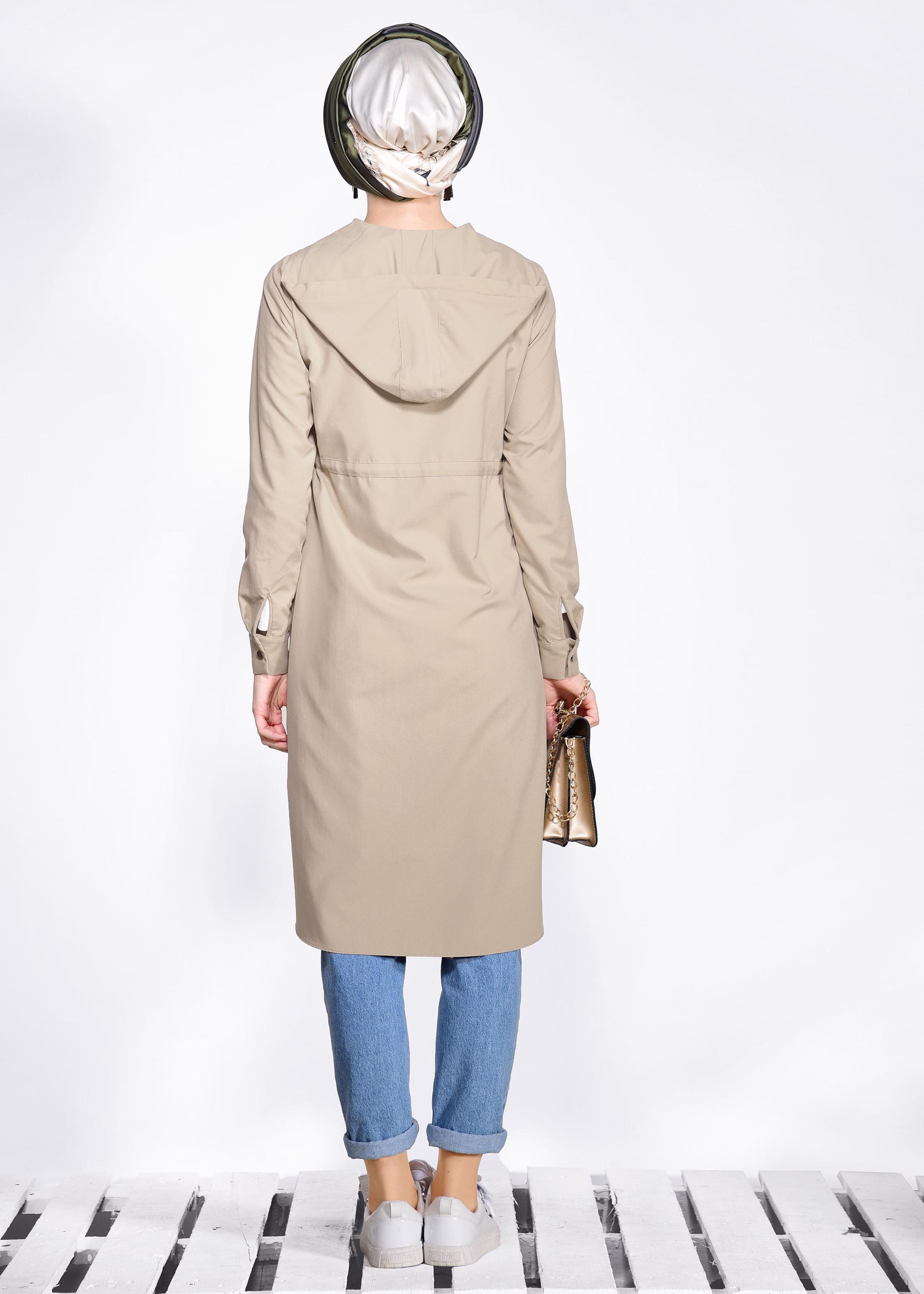 Tesettür giyim KAHVE BELİ BÜZGÜLÜ SPOR GİY ÇIK 4246