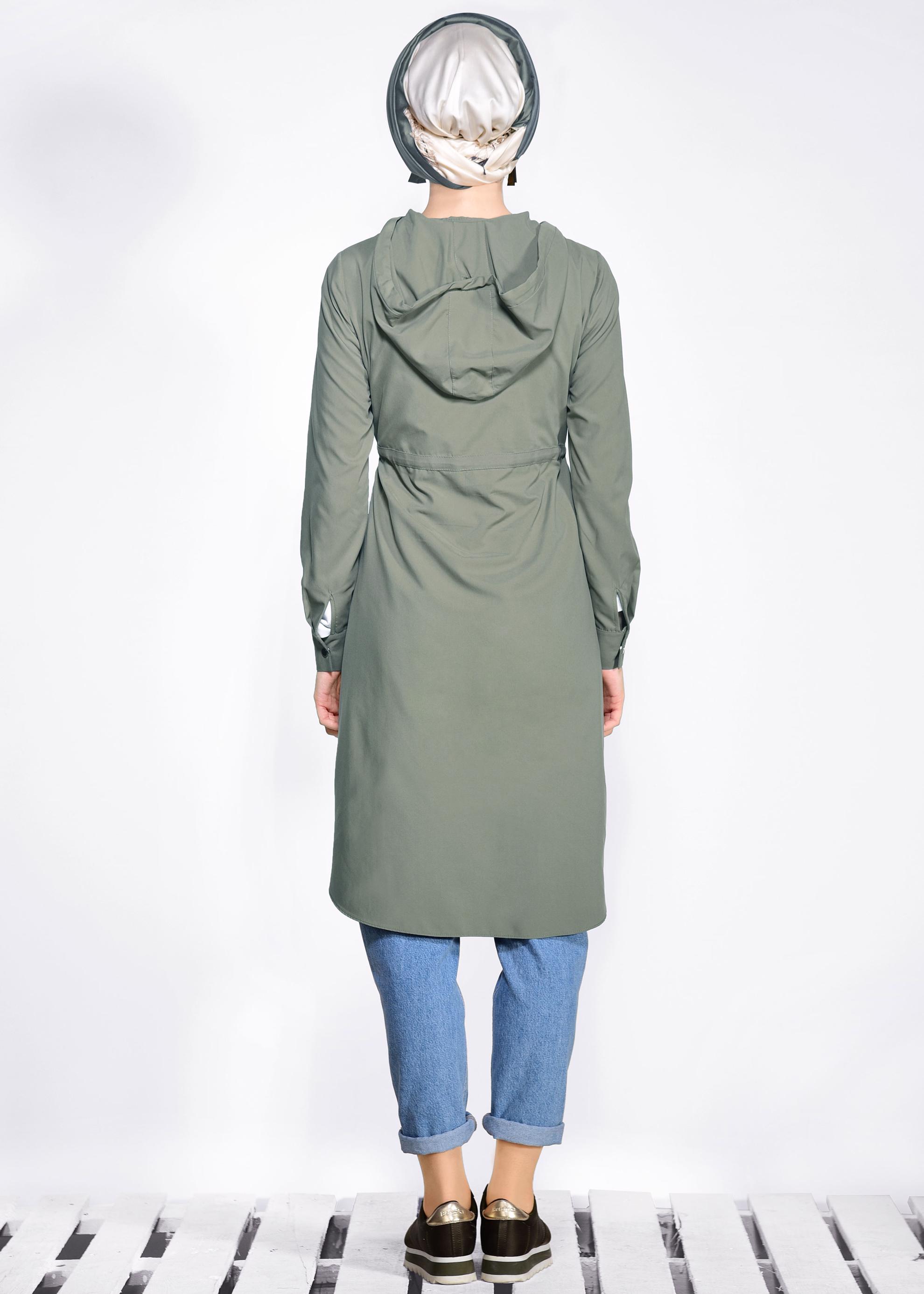 Tesettür giyim HAKİ BELİ BÜZGÜLÜ SPOR GİY ÇIK 4246