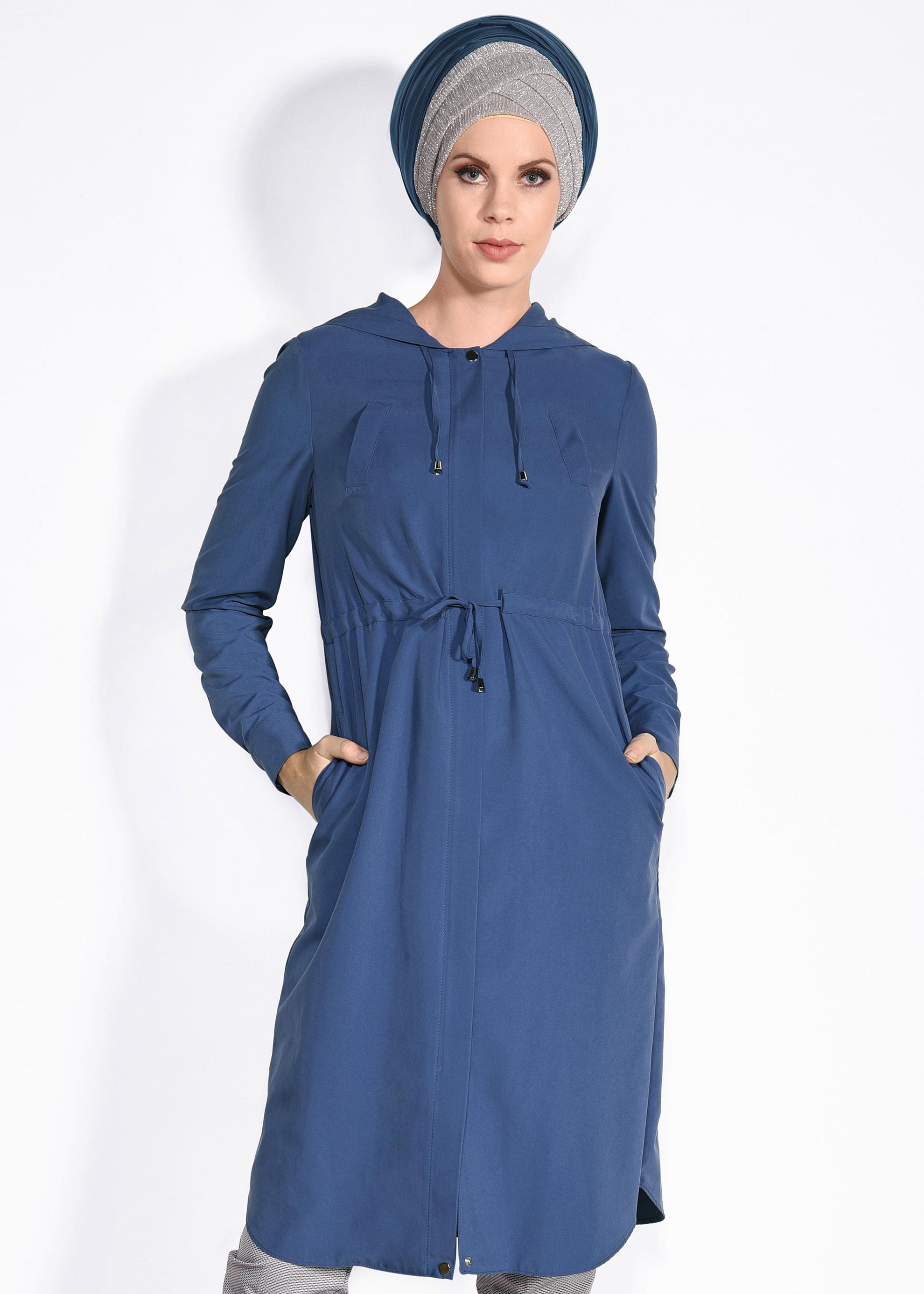 Tesettür giyim LACİVERT BELİ BÜZGÜLÜ SPOR GİY ÇIK 4246