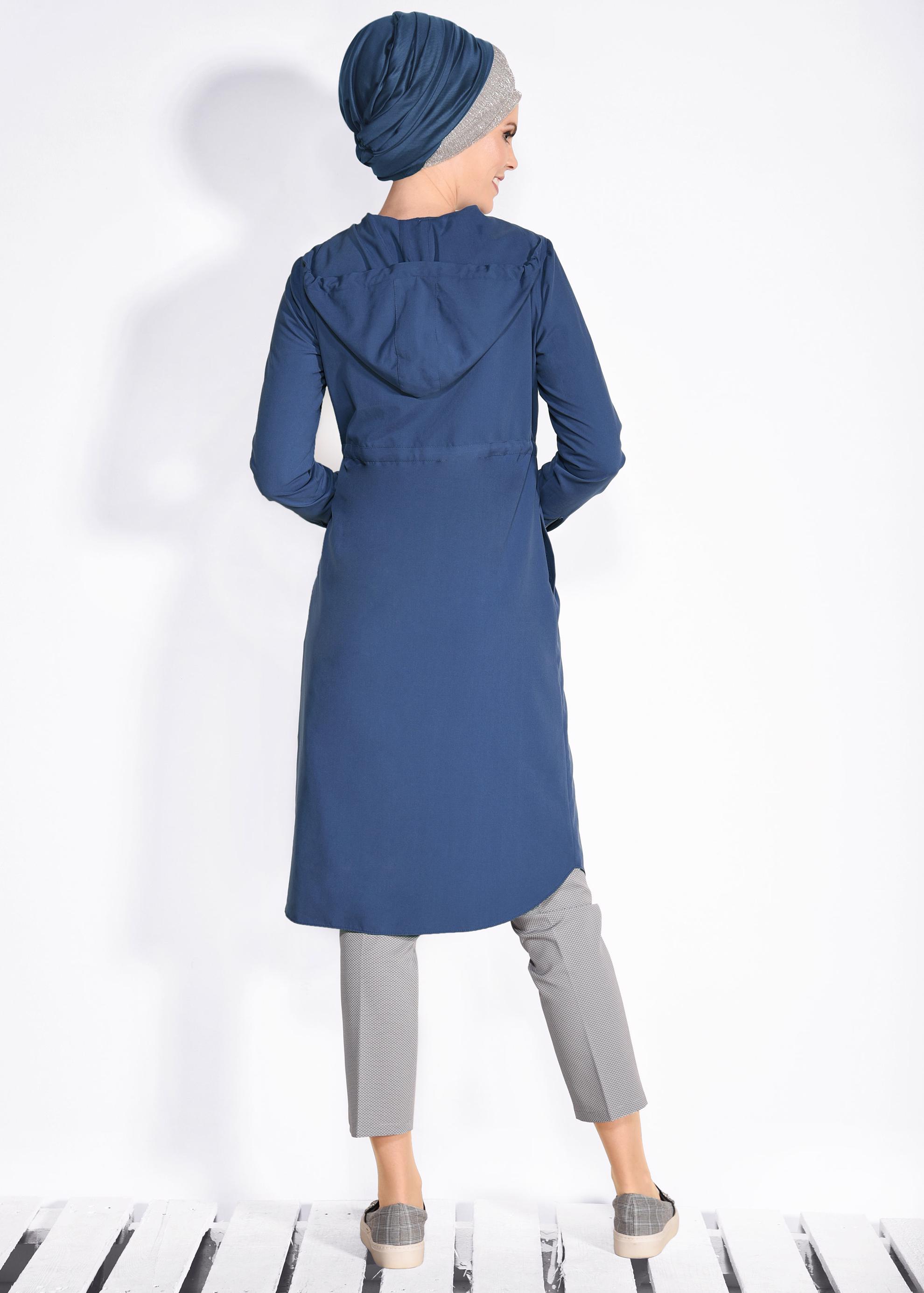 Tesettür giyim LACİVERT BELİ BÜZGÜLÜ SPOR GİY ÇIK 4246