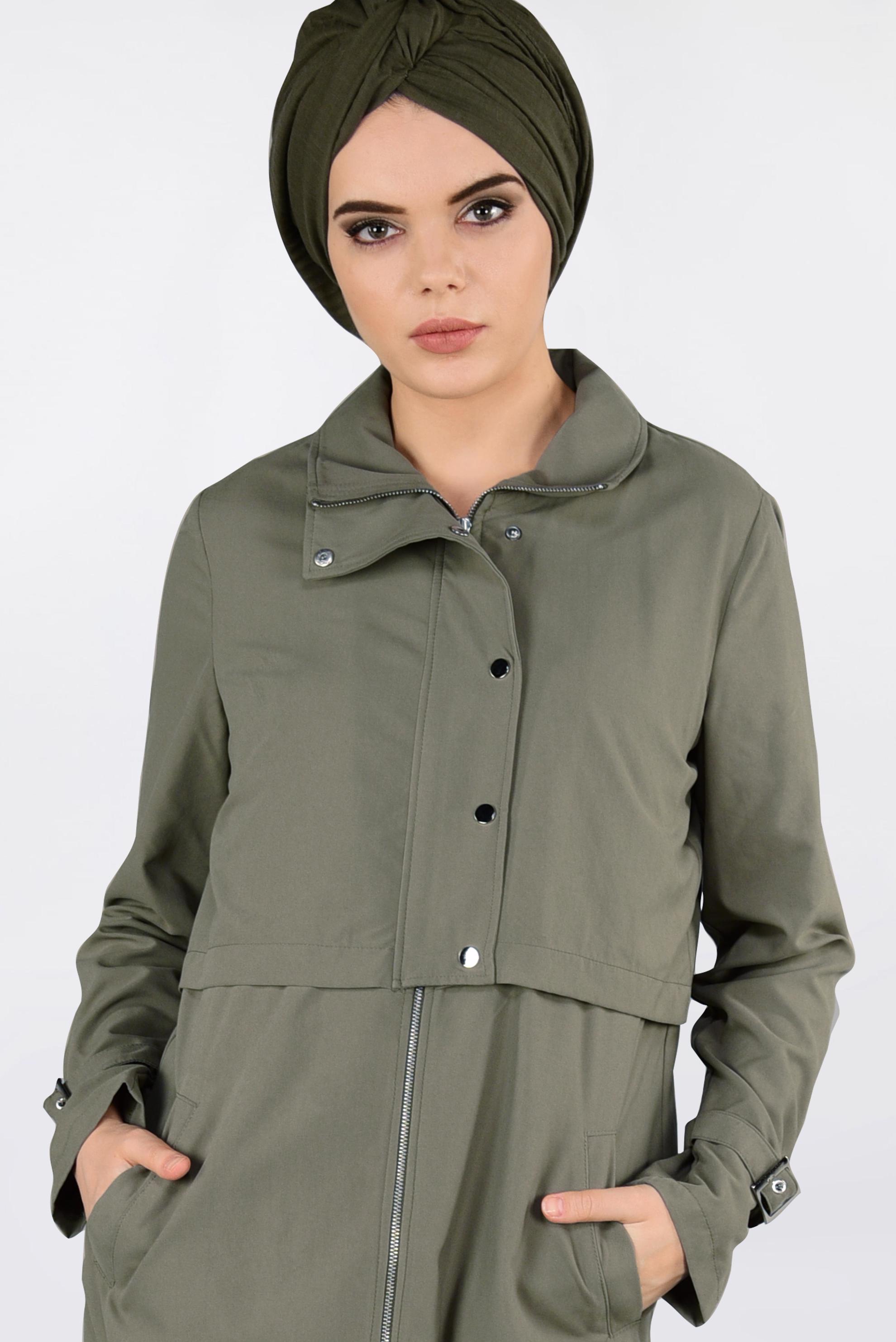 Tesettür giyim HAKİ FERMUARLI SPOR GİY ÇIK 4251