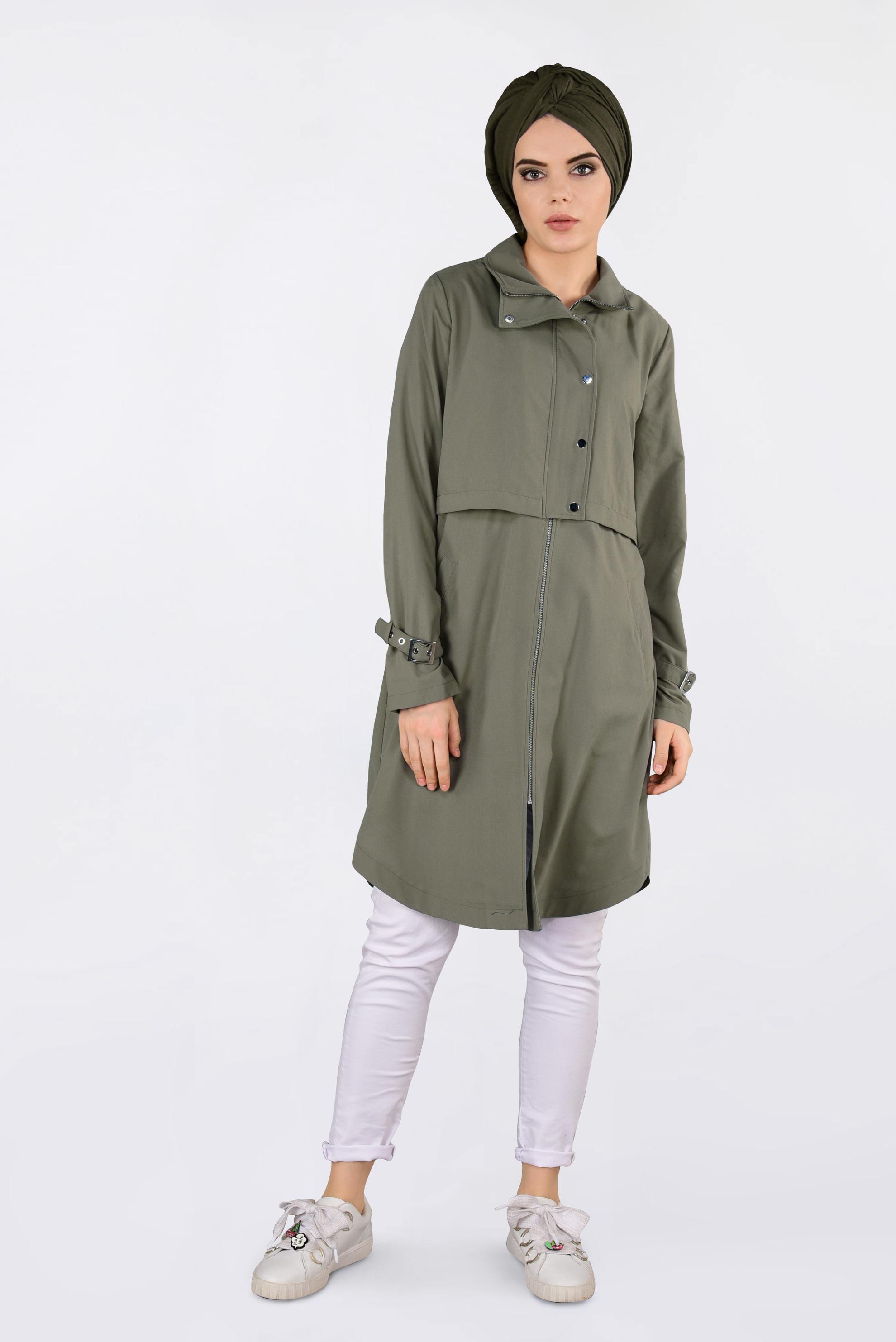 Tesettür giyim HAKİ FERMUARLI SPOR GİY ÇIK 4251