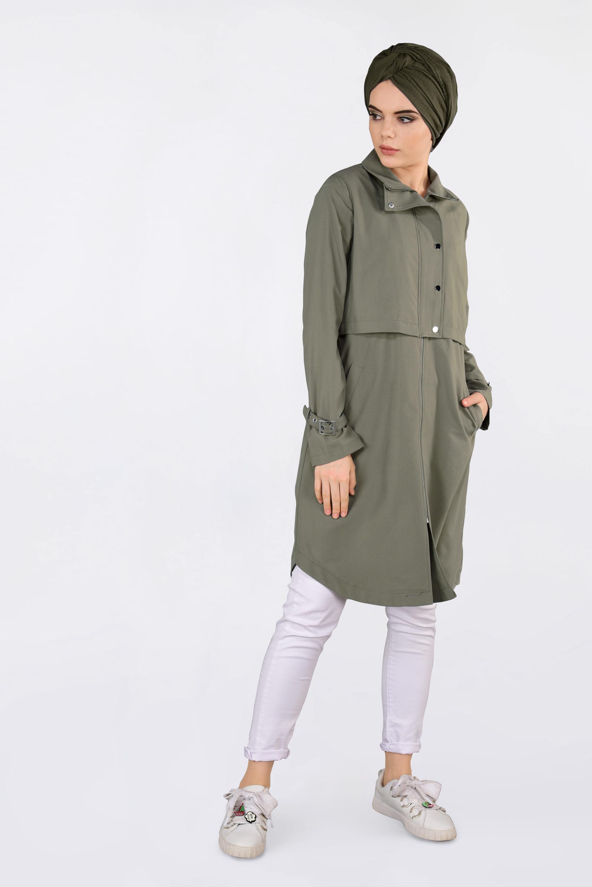 Tesettür giyim HAKİ FERMUARLI SPOR GİY ÇIK 4251