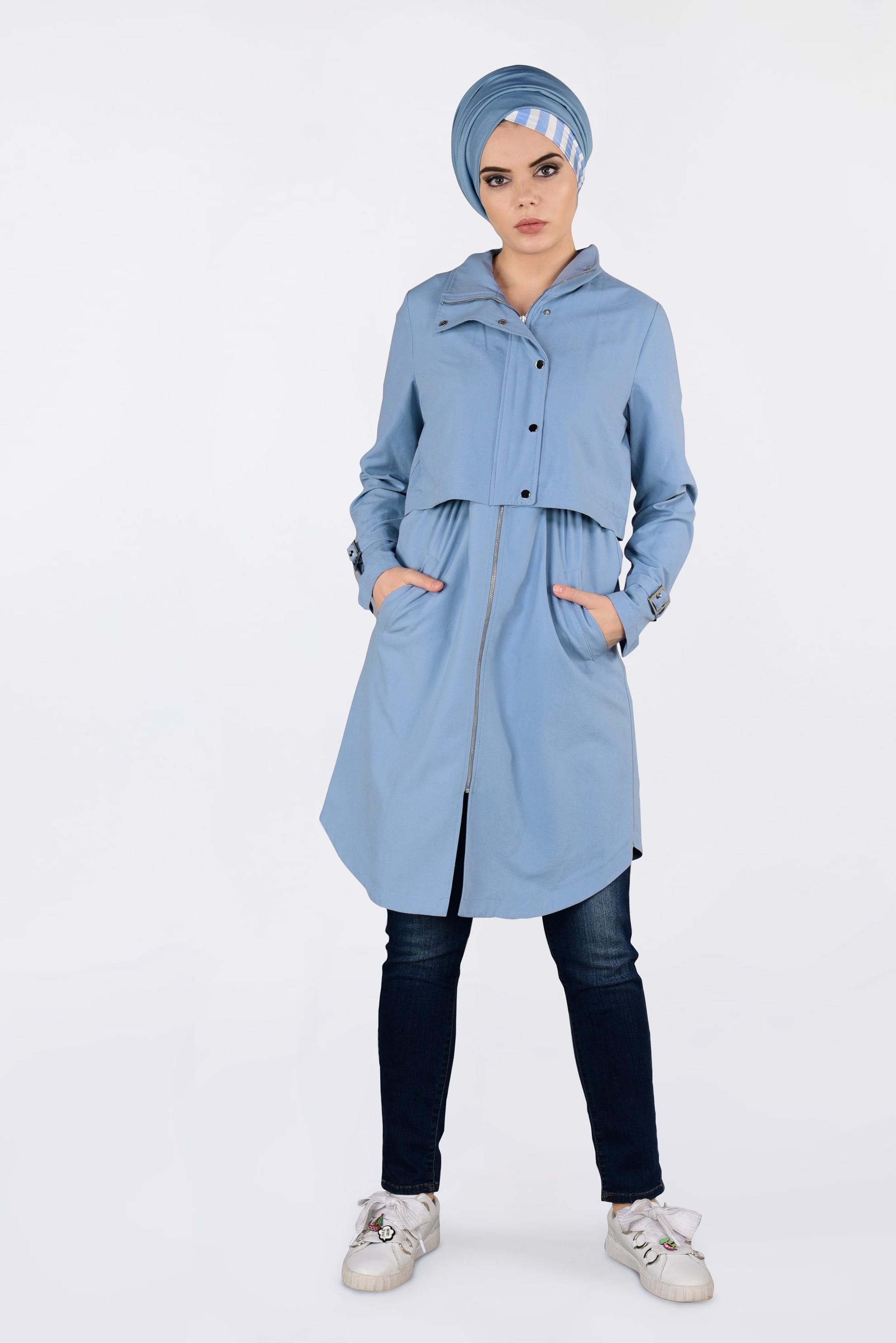 Tesettür giyim MAVİ FERMUARLI SPOR GİY ÇIK 4251