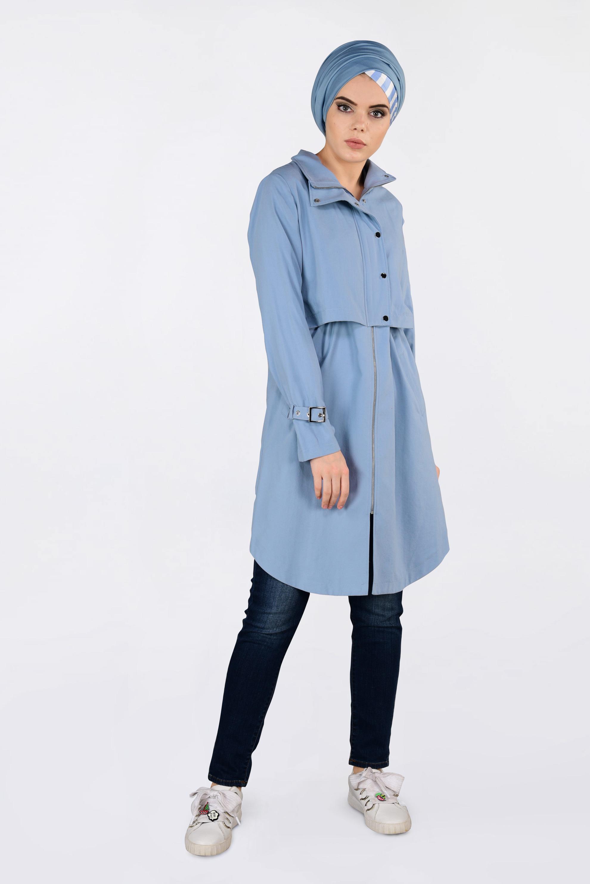 Tesettür giyim MAVİ FERMUARLI SPOR GİY ÇIK 4251