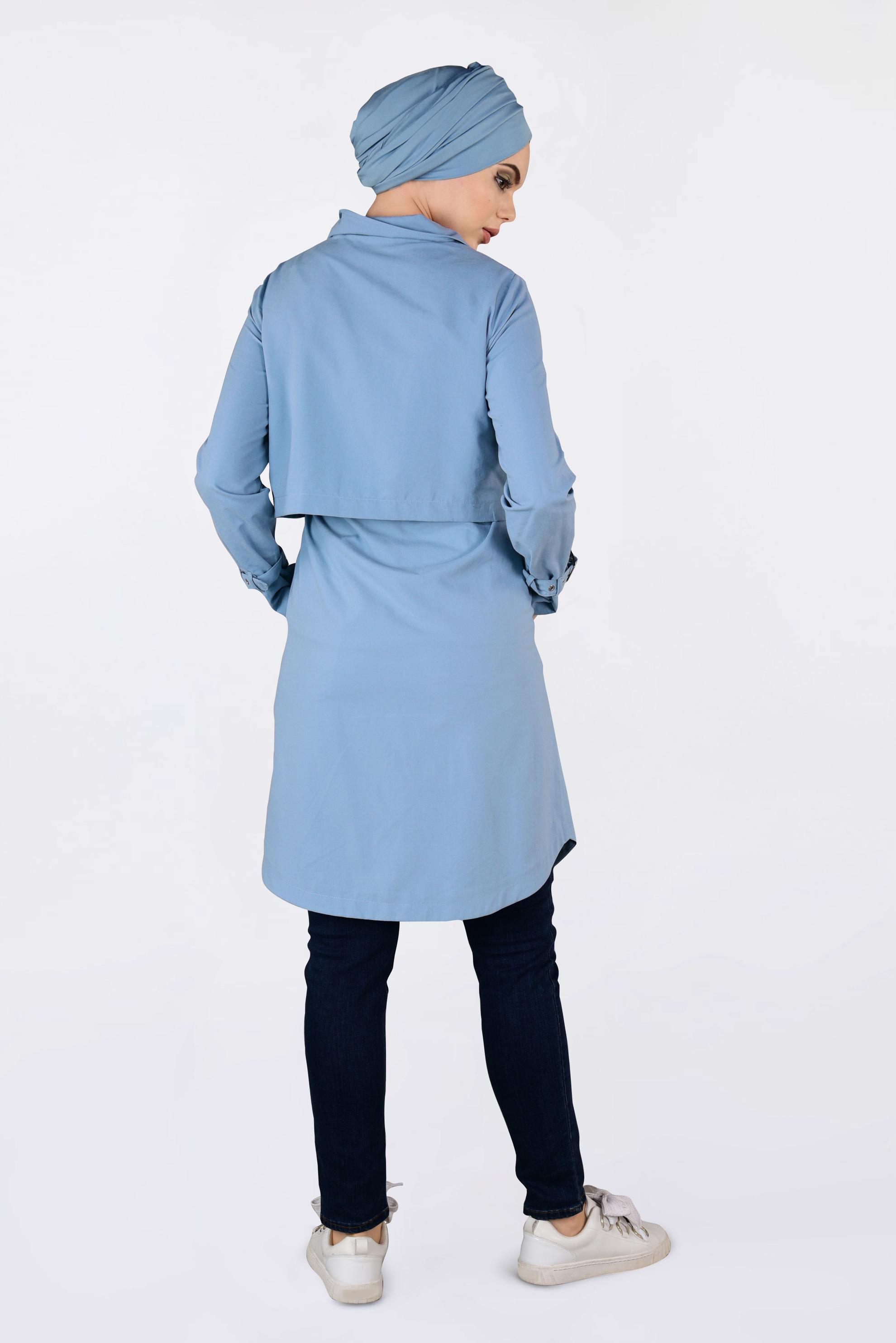 Tesettür giyim MAVİ FERMUARLI SPOR GİY ÇIK 4251