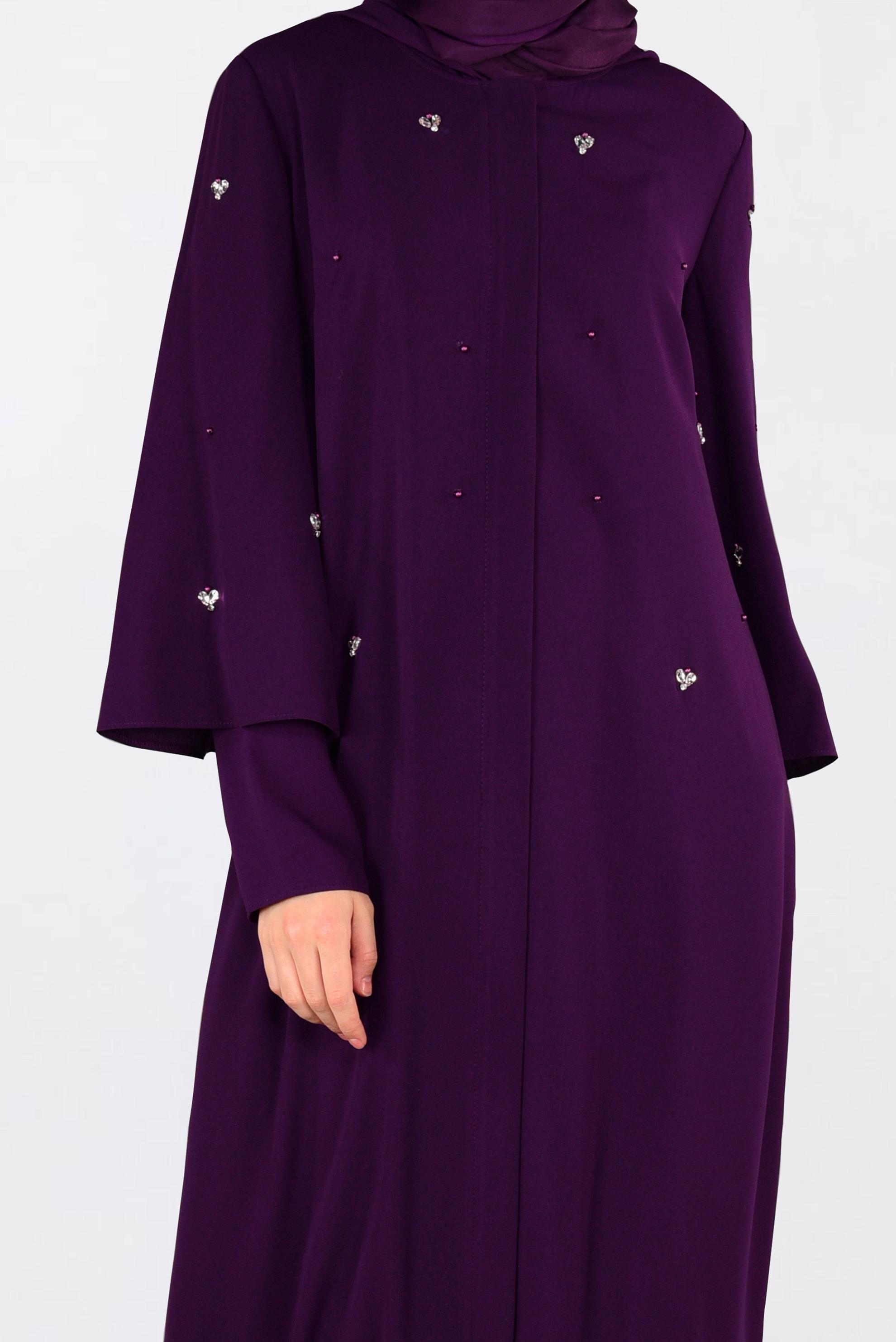 Vêtements hijab POURPRE VESTE À CAPUCHE 4396