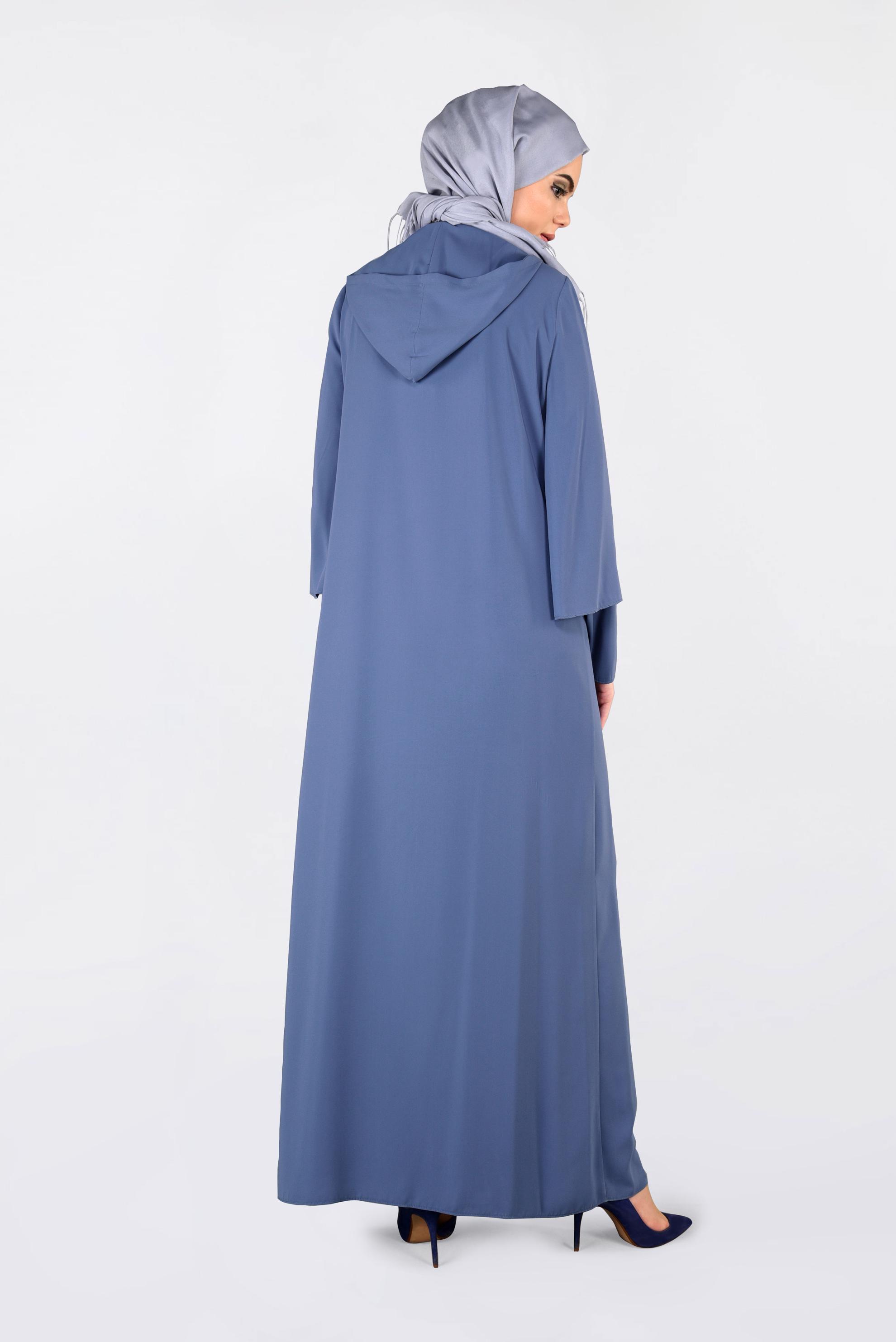 Tesettür giyim LACİVERT TAŞ DETAYLI KAPÜŞONLU GİY ÇIK 4396