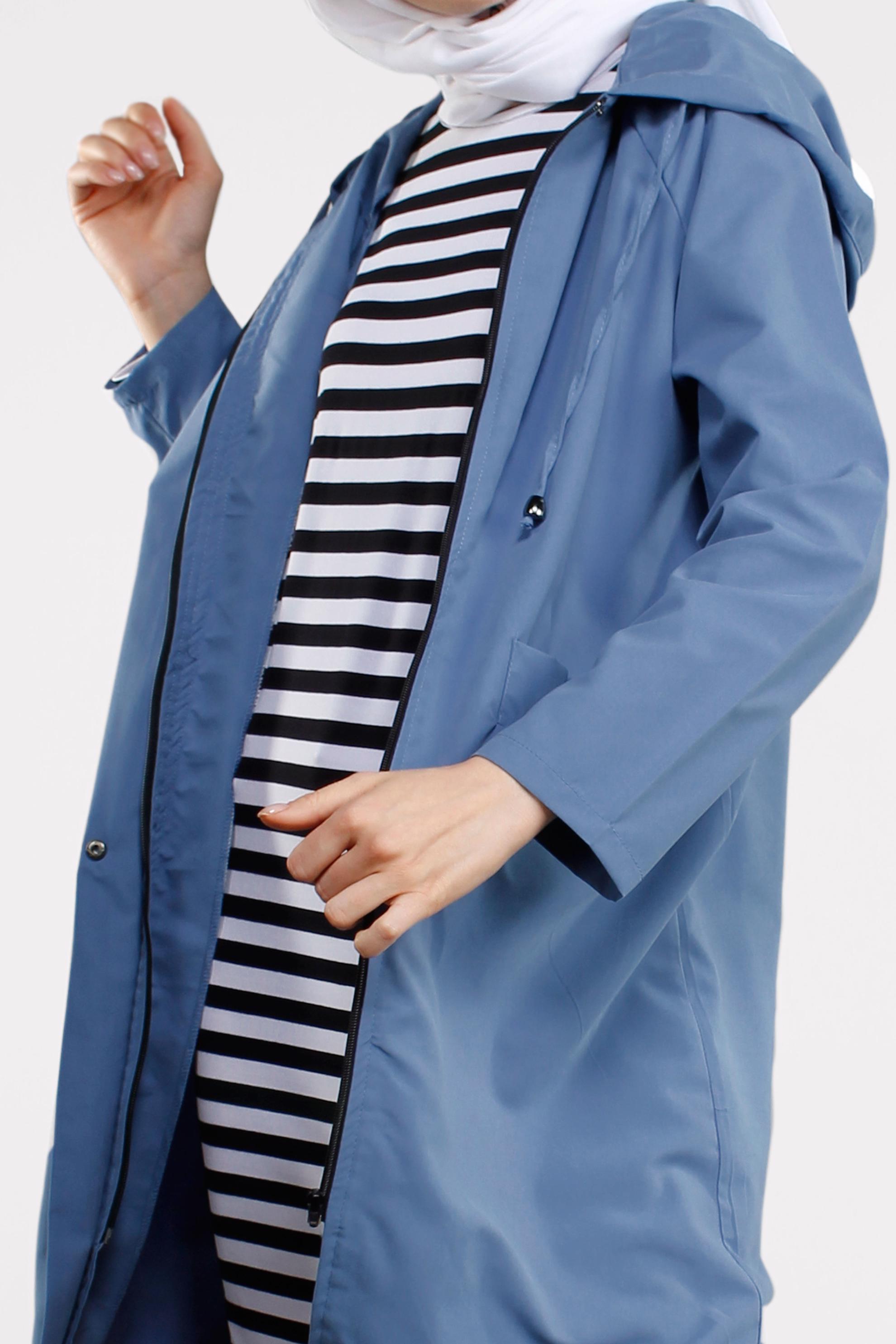 Tesettür giyim LACİVERT CEPLİ ÖNDEN FERMUARLI GİY ÇIK 4509 