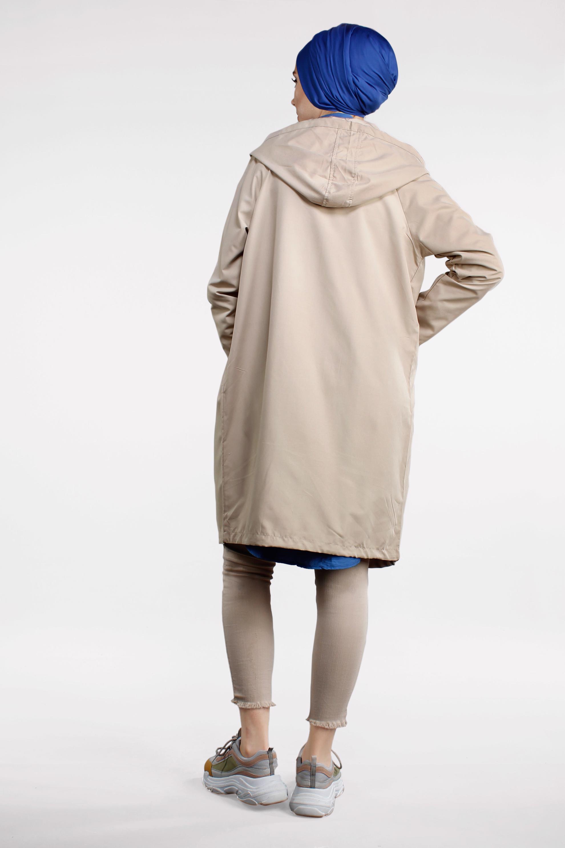 Tesettür giyim BEJ CEPLİ ÖNDEN FERMUARLI GİY ÇIK 4509 