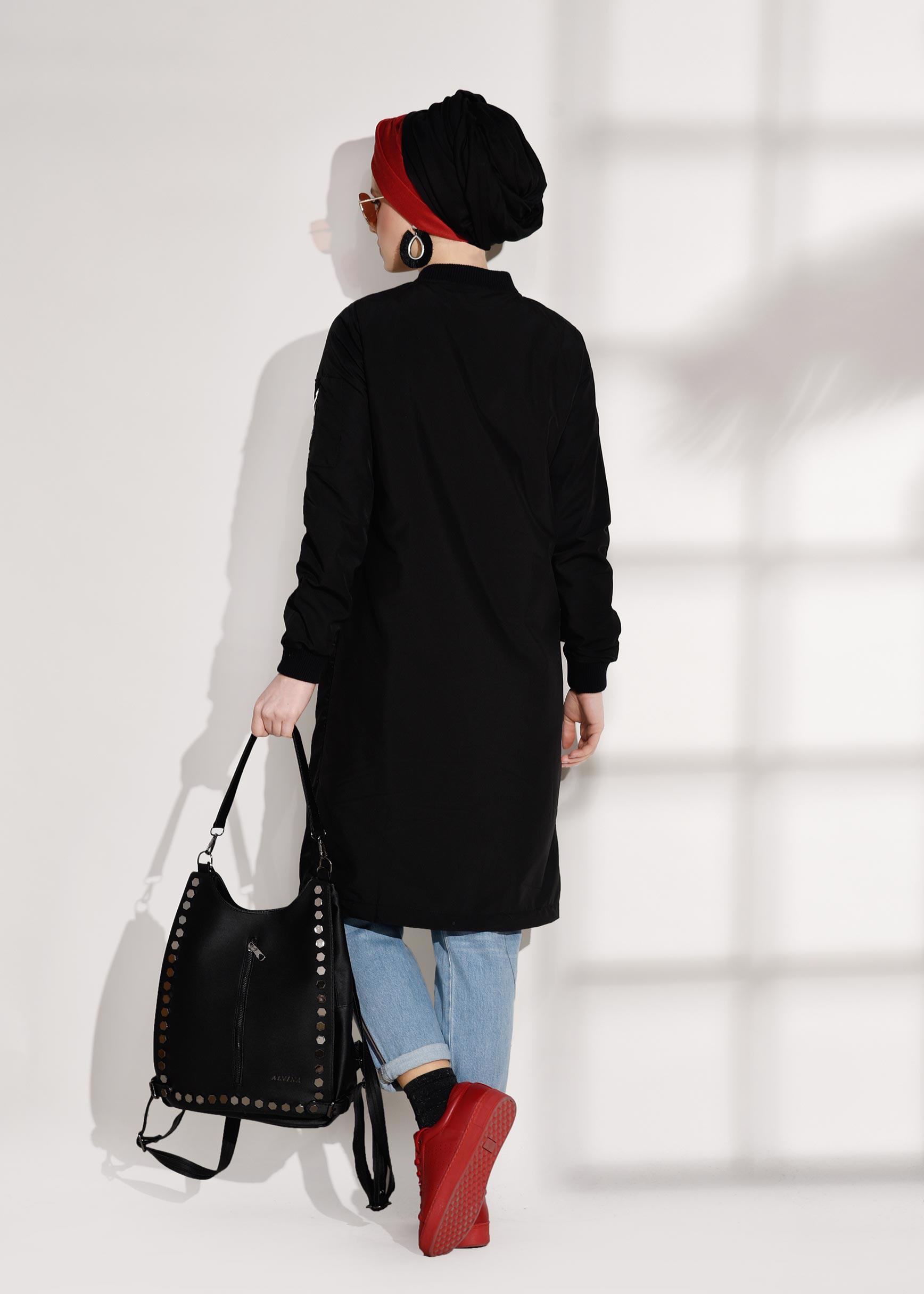 Tesettür giyim SİYAH KOL KISMI FERMUAR DETAYLI GİY ÇIK 4510 